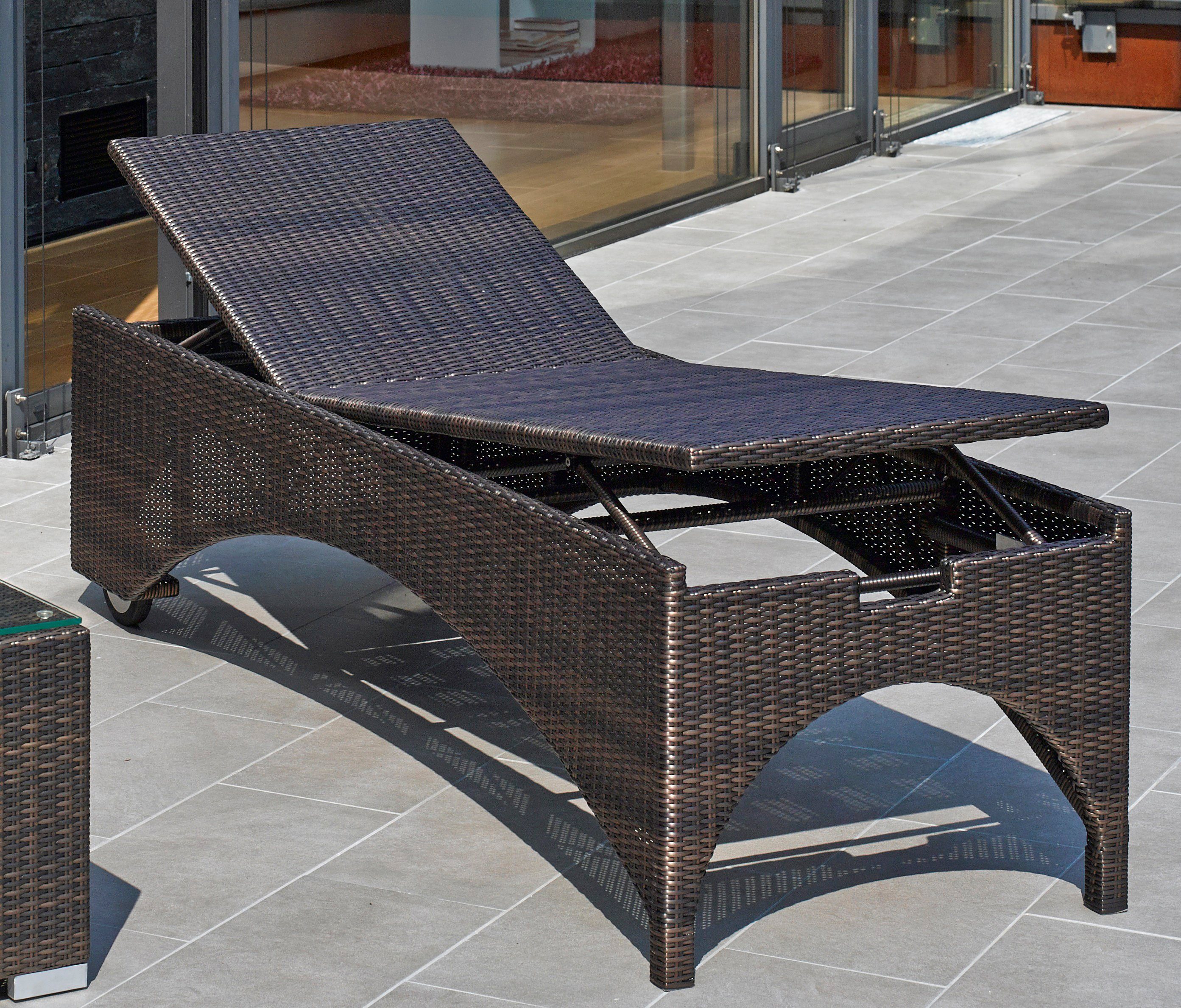 Destiny Gartenliege BOLIVAR, 1-tlg., Polyrattan, mit Rollen, 200x71x55cm, verstellbar, ohne Auflage