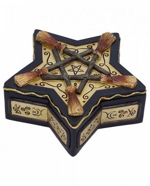 Horror-Shop Dekofigur Okkultes Schmuckkästchen mit Hexenbesen Pentagram
