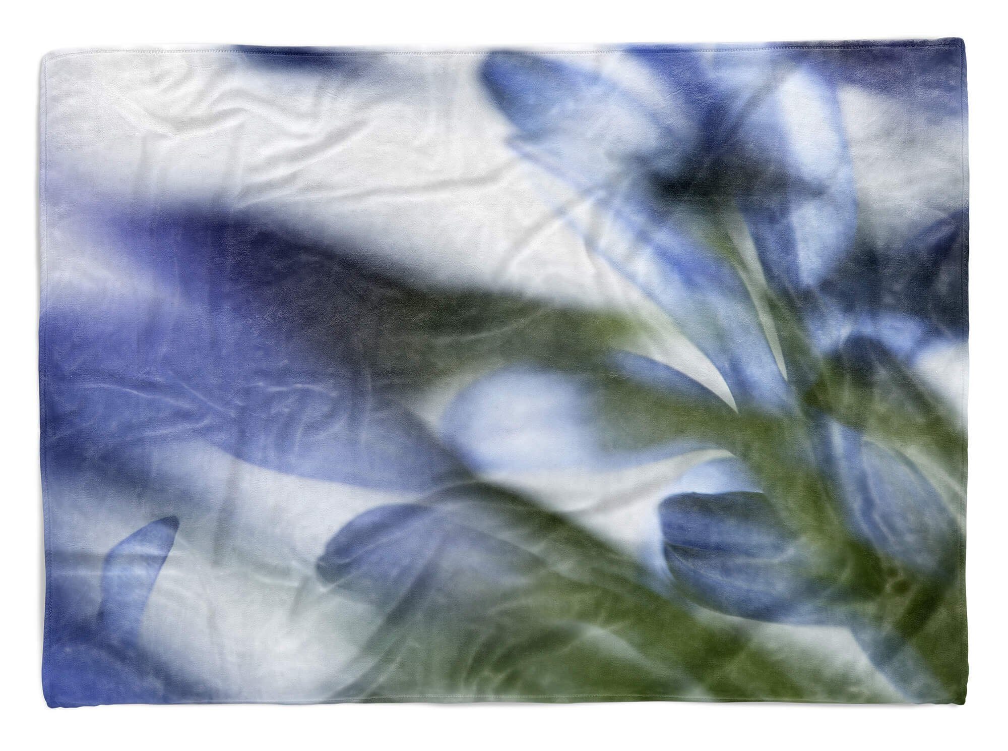 Sinus Art Handtücher Handtuch Strandhandtuch Saunatuch Kuscheldecke mit Fotomotiv Blumen Blüten Blau, Baumwolle-Polyester-Mix (1-St), Handtuch | Saunahandtücher