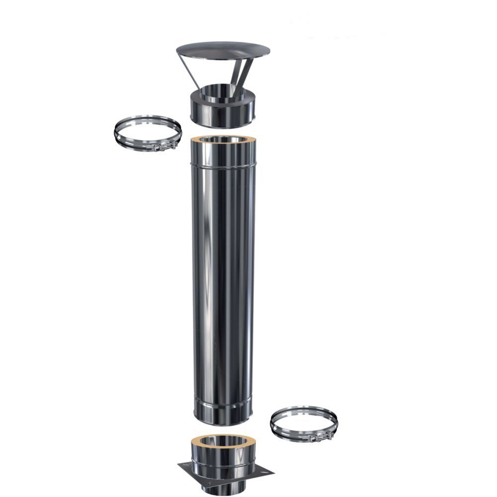 Schornstein-Zentrallager Schornsteinverlängerung Schornsteinverlängerung doppelwandig DW 150 Höhe 0,5 m / 0,5 mm, Ø 150.00 mm