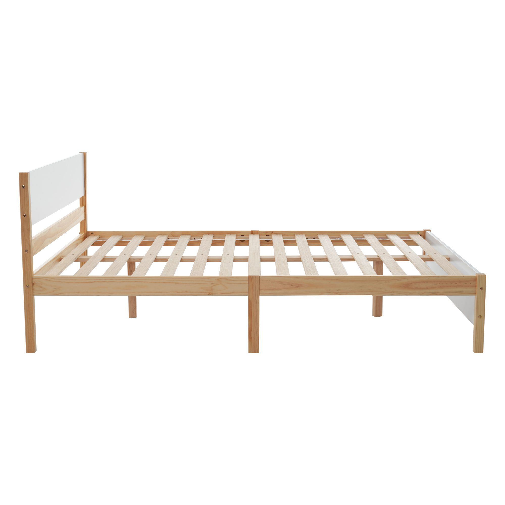 Massivholzbett, Doppelbett mit Kopfteil und Lattenrost, Futonbett 140x200cm