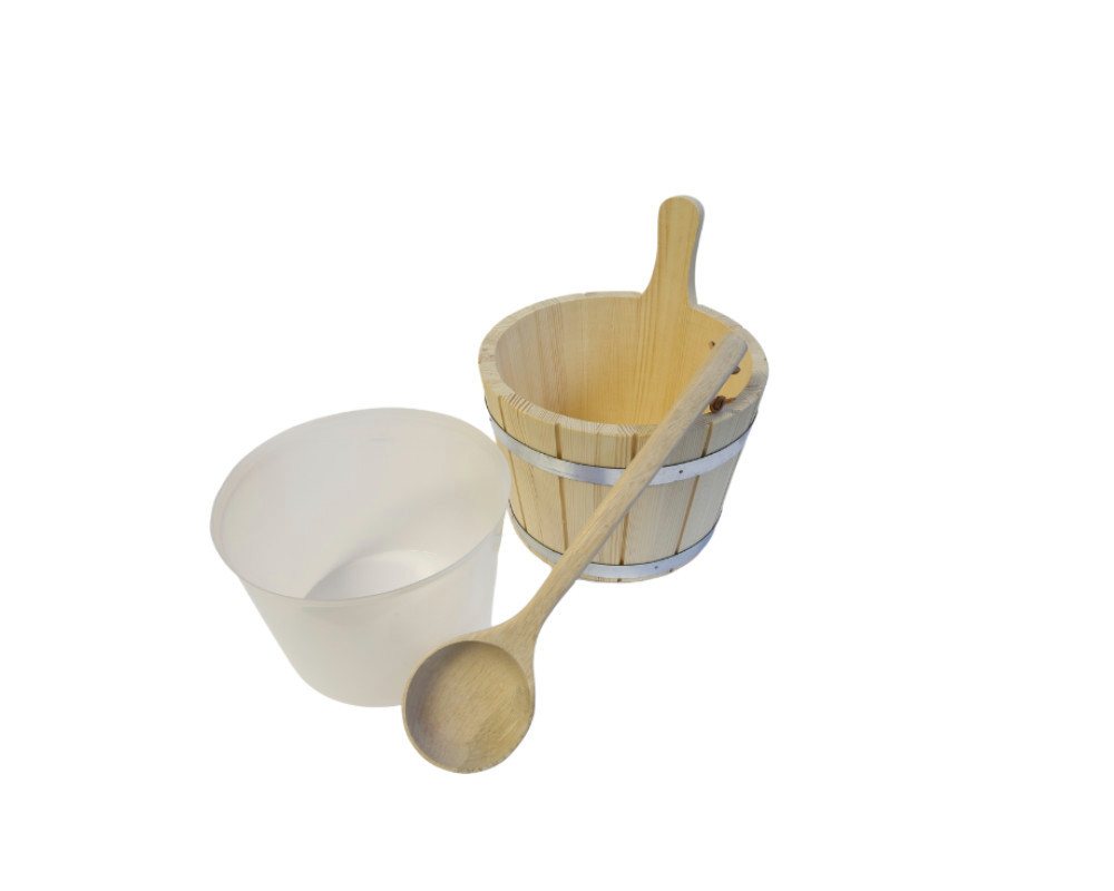 Thumbnail - Blumenberg Aufgusstopf SET Sauna Aufgusskübel 5 L Nadelholz mit Aufgusskelle 40 cm Komu-Holz