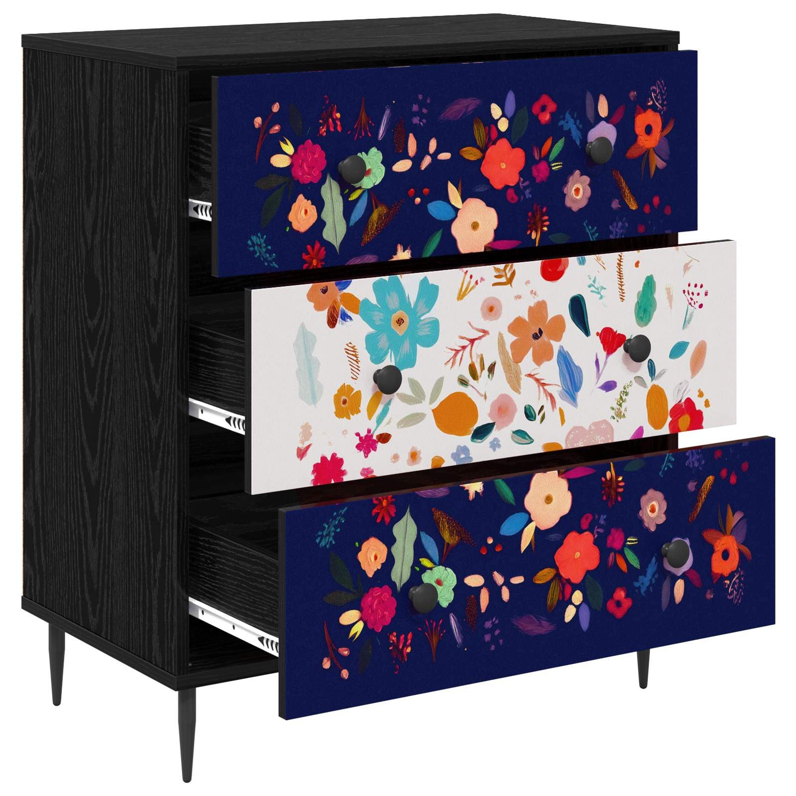 vidaXL Schranksystem Kommode MAINZ Blumenmuster 66 x 36,5 x 76 cm Holzwerkstoff (1-St)