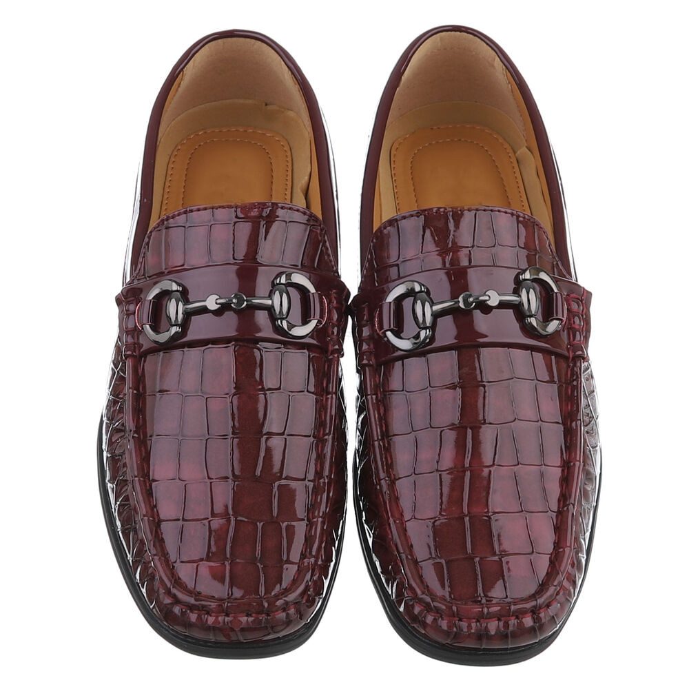 Coolwalk Eleganter Mokassin mit Kroko-Prägung für Herren Slipper (90112439) Flach Slipper in Weinrot – Bild 4 von 5