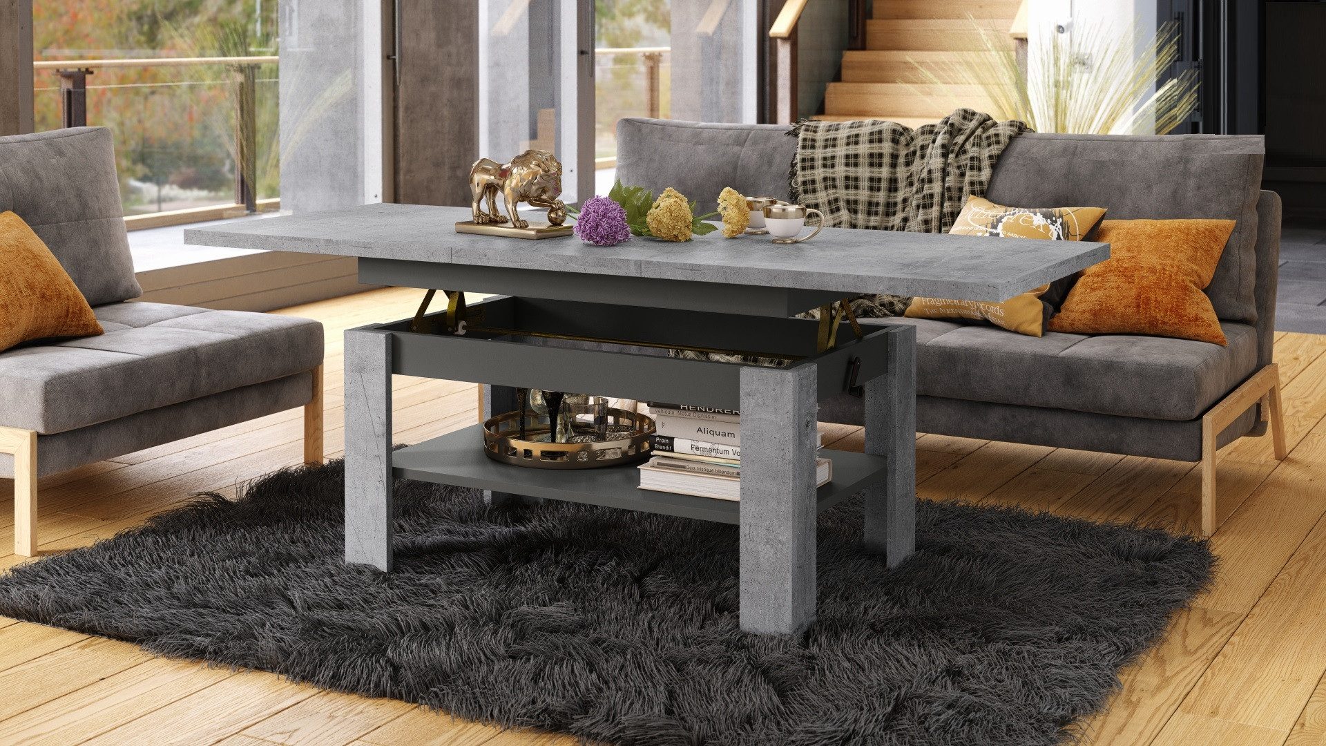 designimpex Couchtisch Design Rio stufenlos höhenverstellbar günstig online kaufen