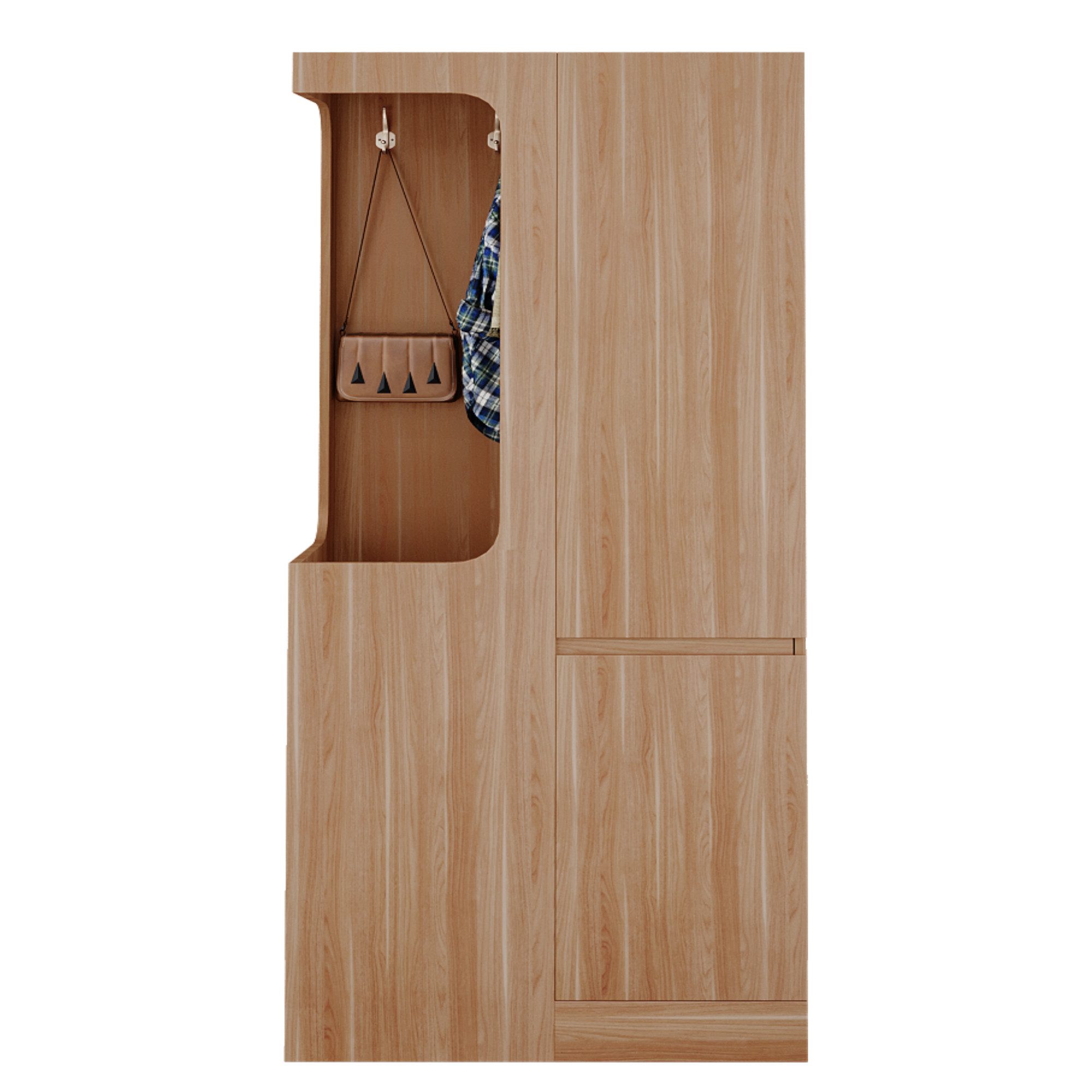 HAUSS SPOLE Kleiderschrank mit Schubladen,Aufwahrungsschrank Hochschrank mit Staufächern&Haken (mit 4 Schubladen & offenem Hängefach, 1 Tür, 70×40×170 cm)