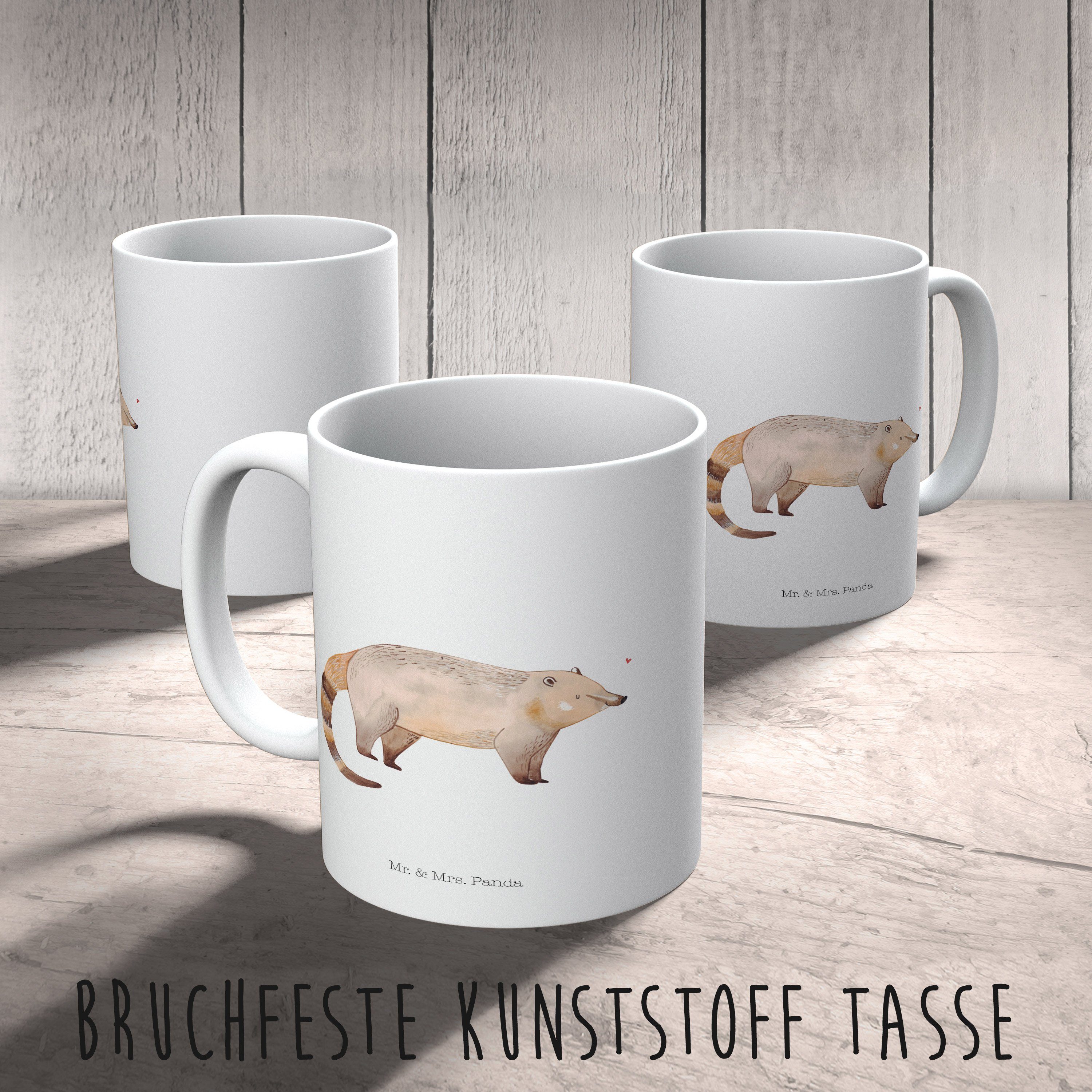 Mr. & - Kinderbecher Tiermotive, Nasenbär - Mrs. Kunststoff Spr, Kunststoffbecher, lustige Geschenk, Weiß Panda