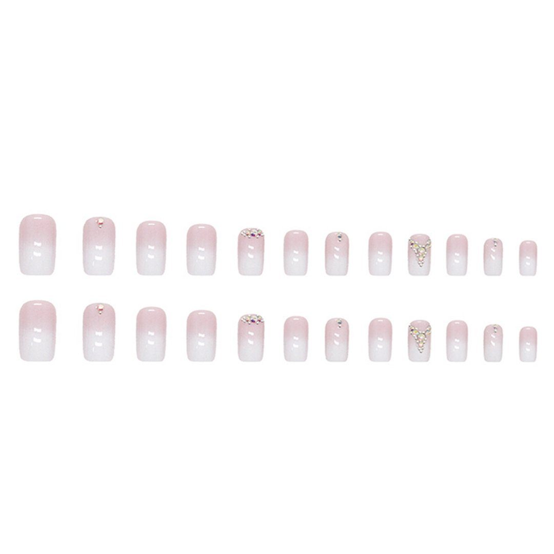 TUABUR Kunstfingernägel 1-tlg. cremig rosa Quadratischer künstliche 24 Nagelkunst, Farbverlauf Stück