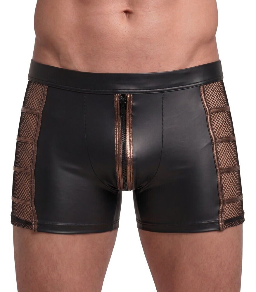 NEK Boxershorts Boxershorts mit Reißverschluss, seitliches Netz und bronzefarbene Stre (1-St) Seitlich Netz-Einsätze, Edle bronzefarbene Streifen-Details