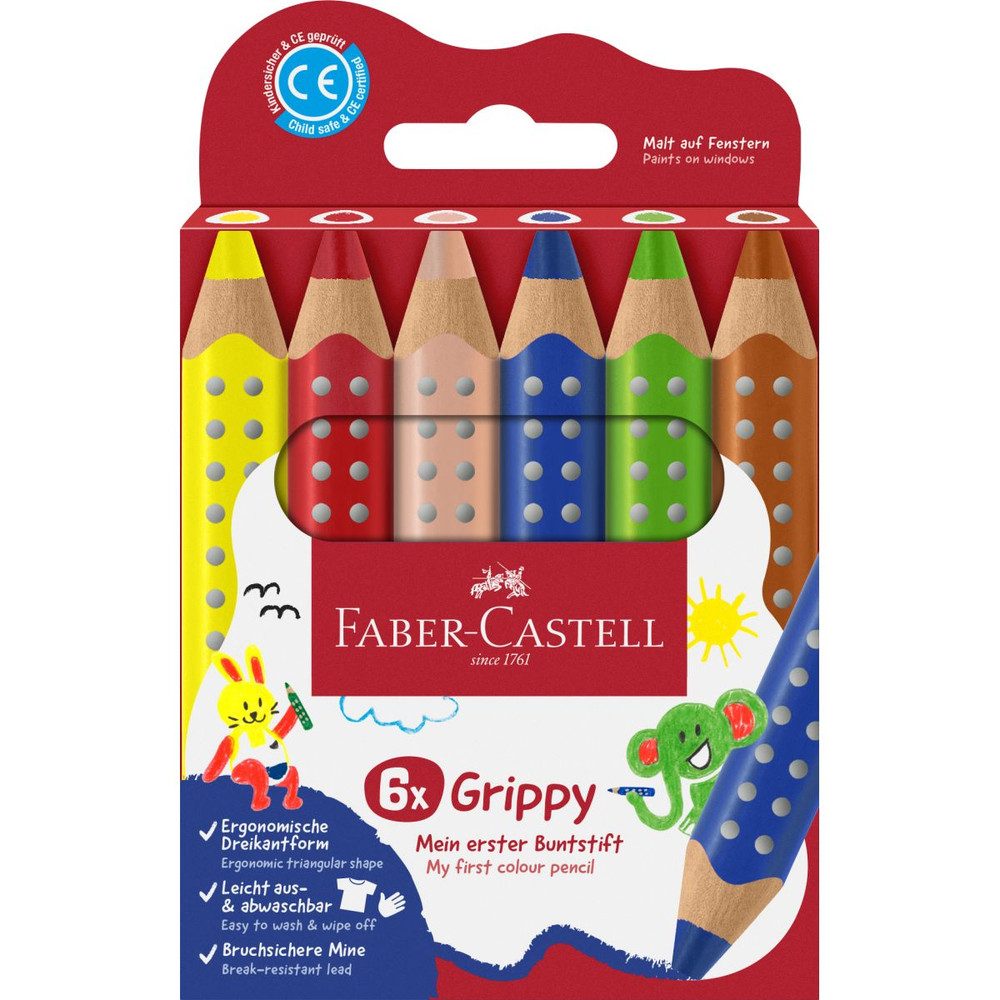 Buntstift Buntstiftetui - Grippy - Dreikant - 6-teilig