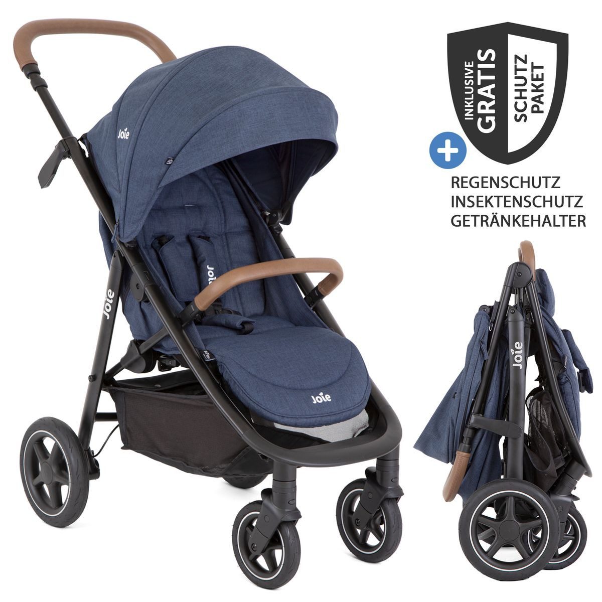 Joie Kinder-Buggy Mytrax Pro - Blueberry, Sportwagen mit Liegefunktion & Regenschutz höhenverstellbar bis 22 kg