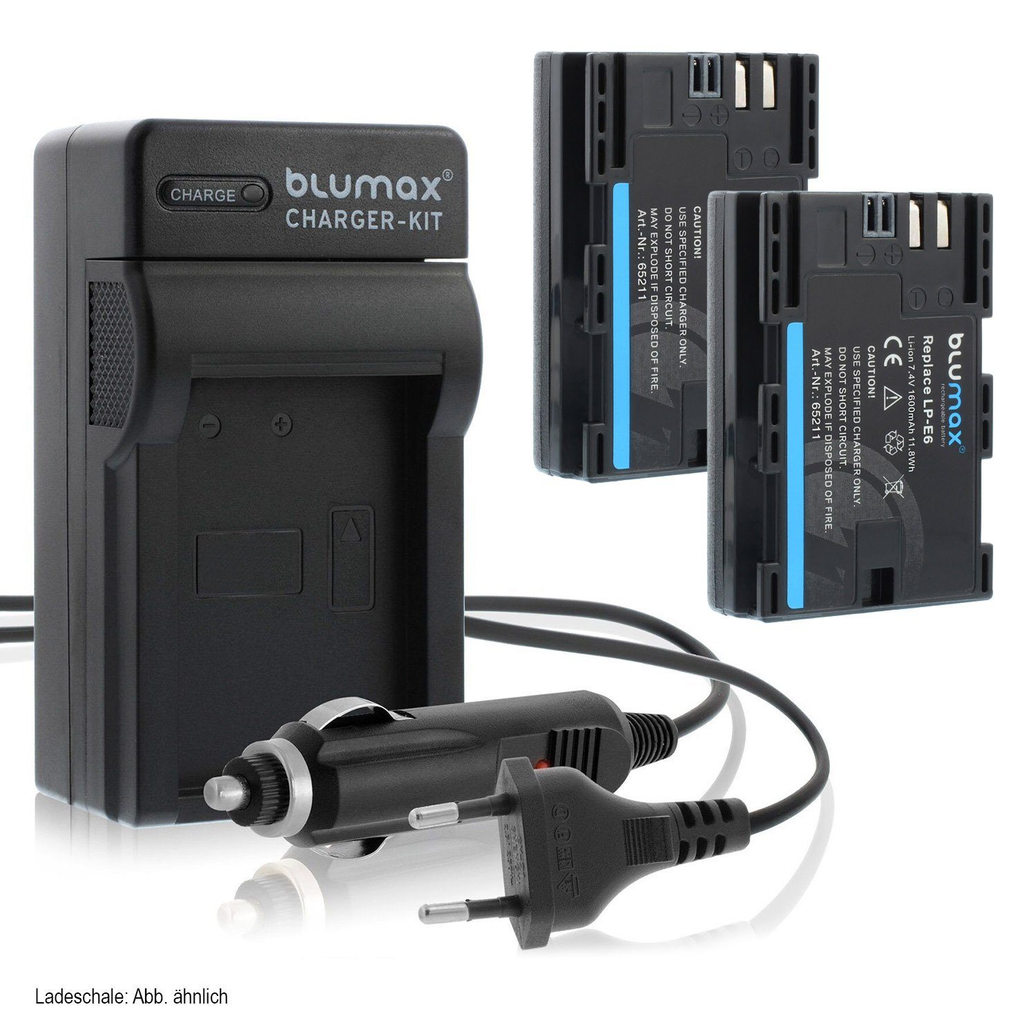 Blumax Set mit Lader für Canon LP-E6 EOS LP-E6N 1600 mAh Kamera-Akku