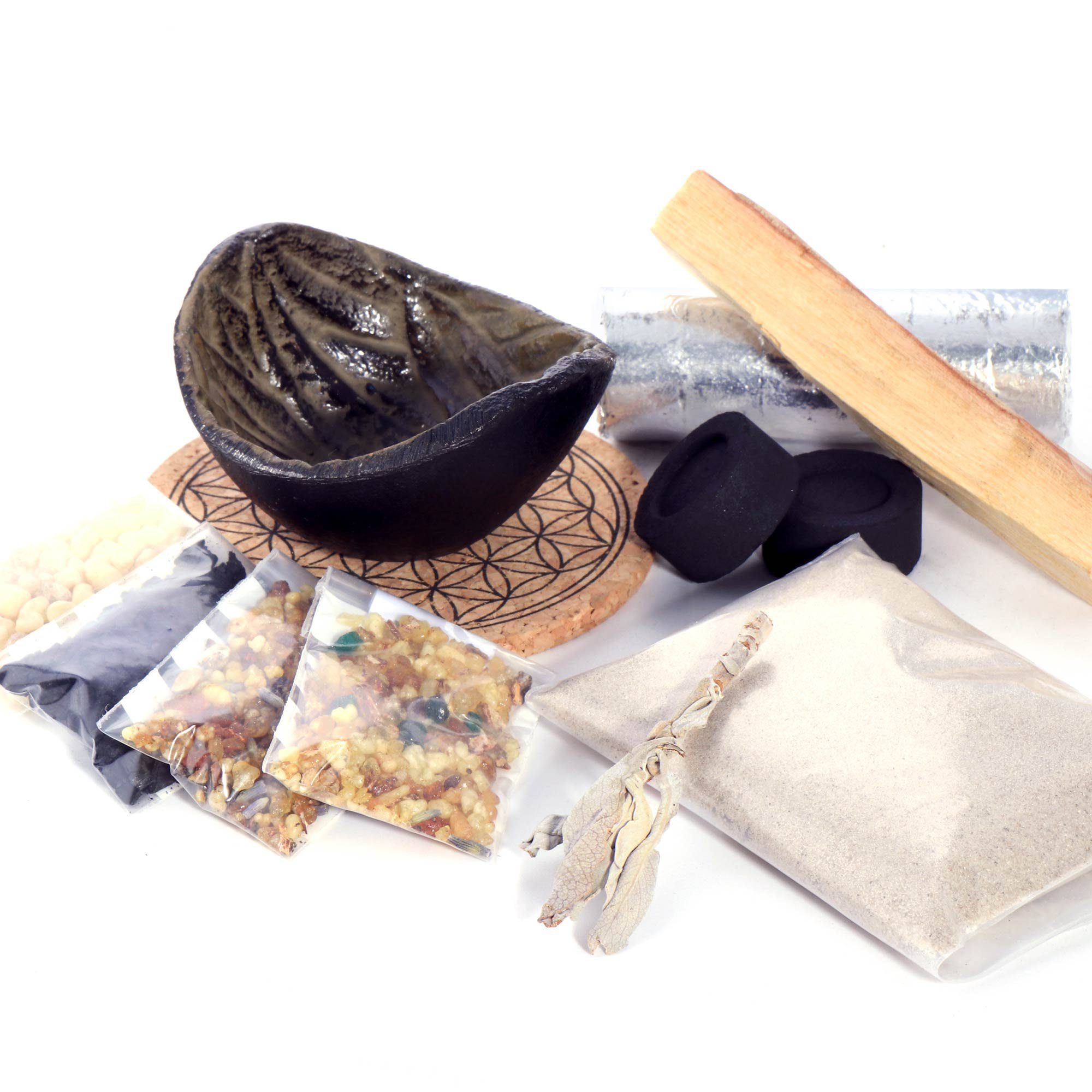 NKlaus Räucherschale 10 tlg. Meditations Räucherset Esoterik Weihrauch Set Premium Profi Sc, Räucherstövchen