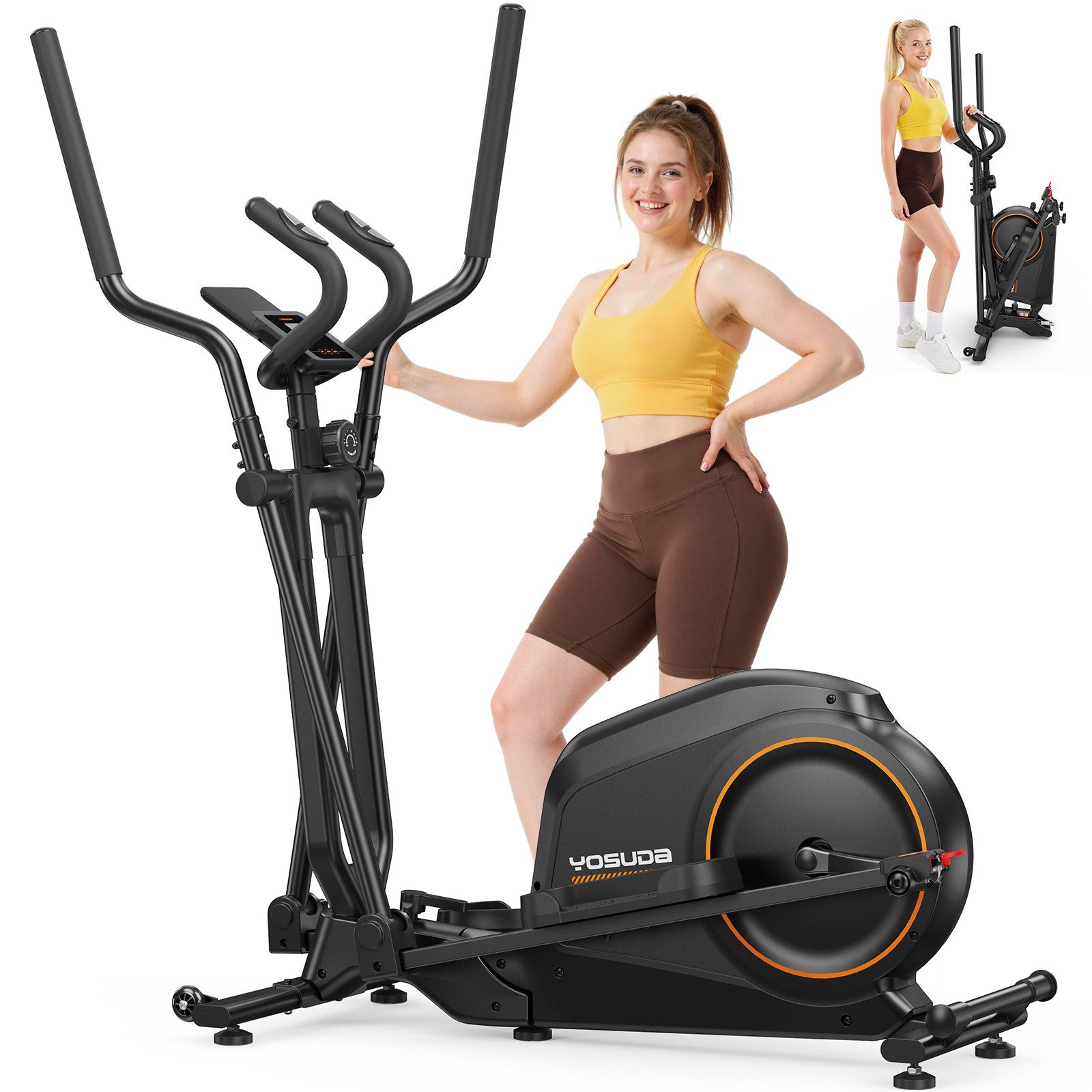 Crosstrainer Klappbarer Crosstrainer für Zuhause, mit 16 Widerstandsstufen
