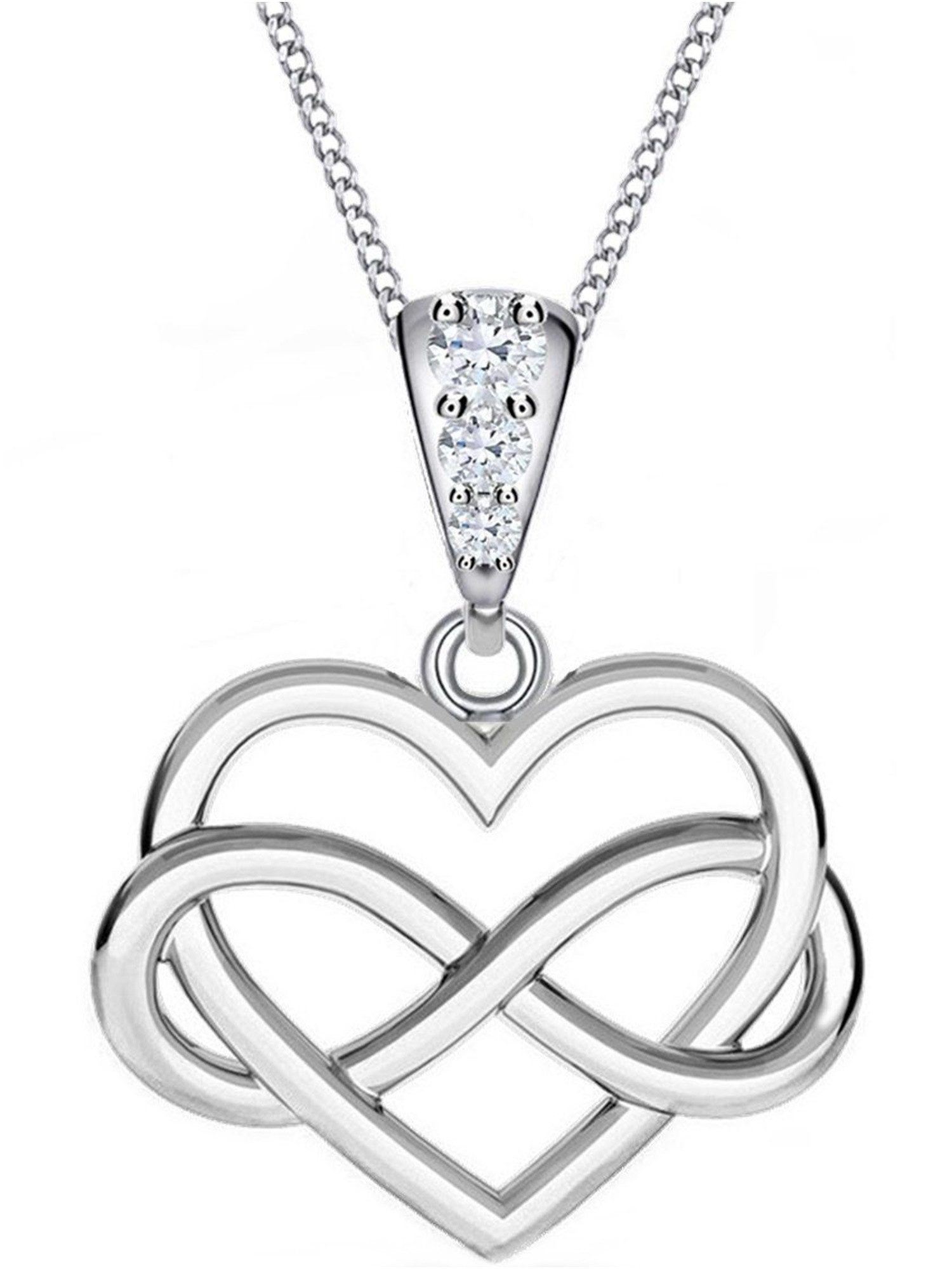 Kette mit Anhänger Herz Unendlichkeit Damen Mädchen Anhänger Halskette 925 Silber