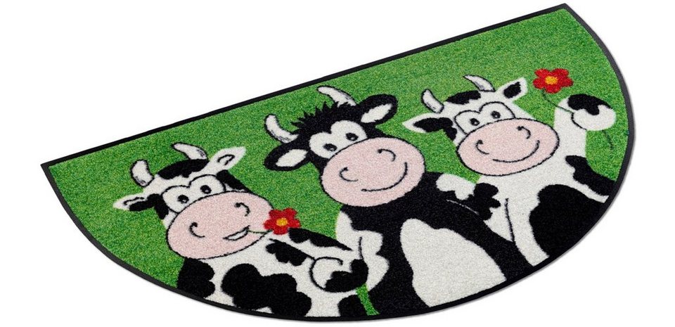 Fußmatte Round Cow Trio, wash+dry by Kleen-Tex, rechteckig, Höhe: 7 mm,  maschinenwaschbar 60°C, trocknergeeignet, PVC-frei