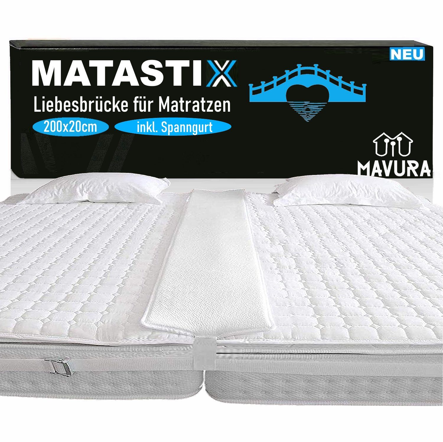 Matratzenkeil MATASTIX Liebesbrücke für Matratzen mit Spanngurt Matratzenverbinder