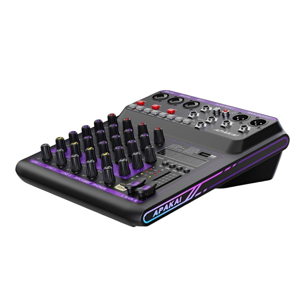 nsihing Mischpult 5-Kanal DSP Digital Mischpult, Audio Mixer mit 99 DSP Effekten, USB, Audio Interface, 48V Phantomspeisung, Bluetooth MP3 Player