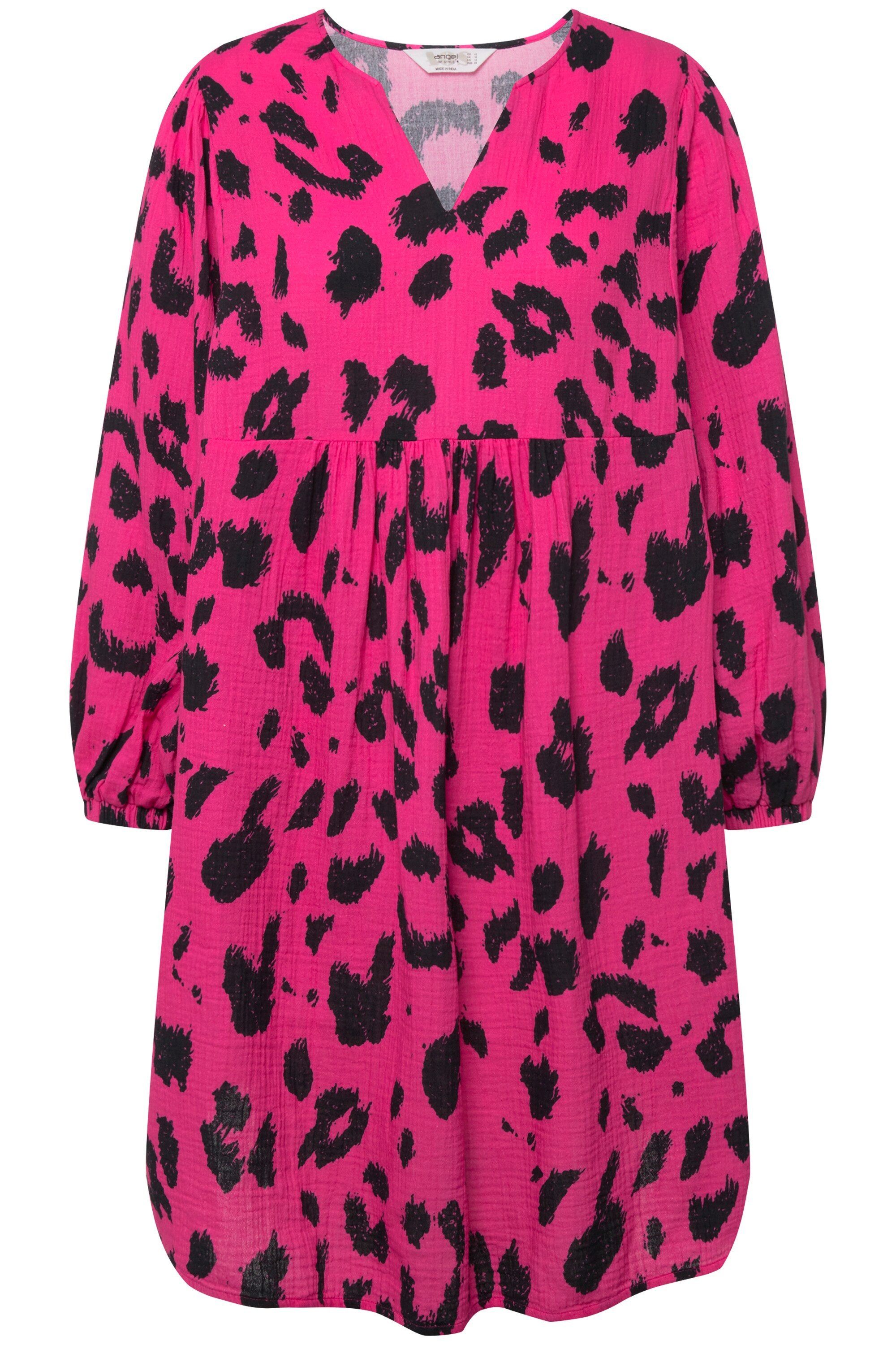 Angel of Style Midikleid Musselin-Kleid Leodruck Tunika-Ausschnitt günstig online kaufen