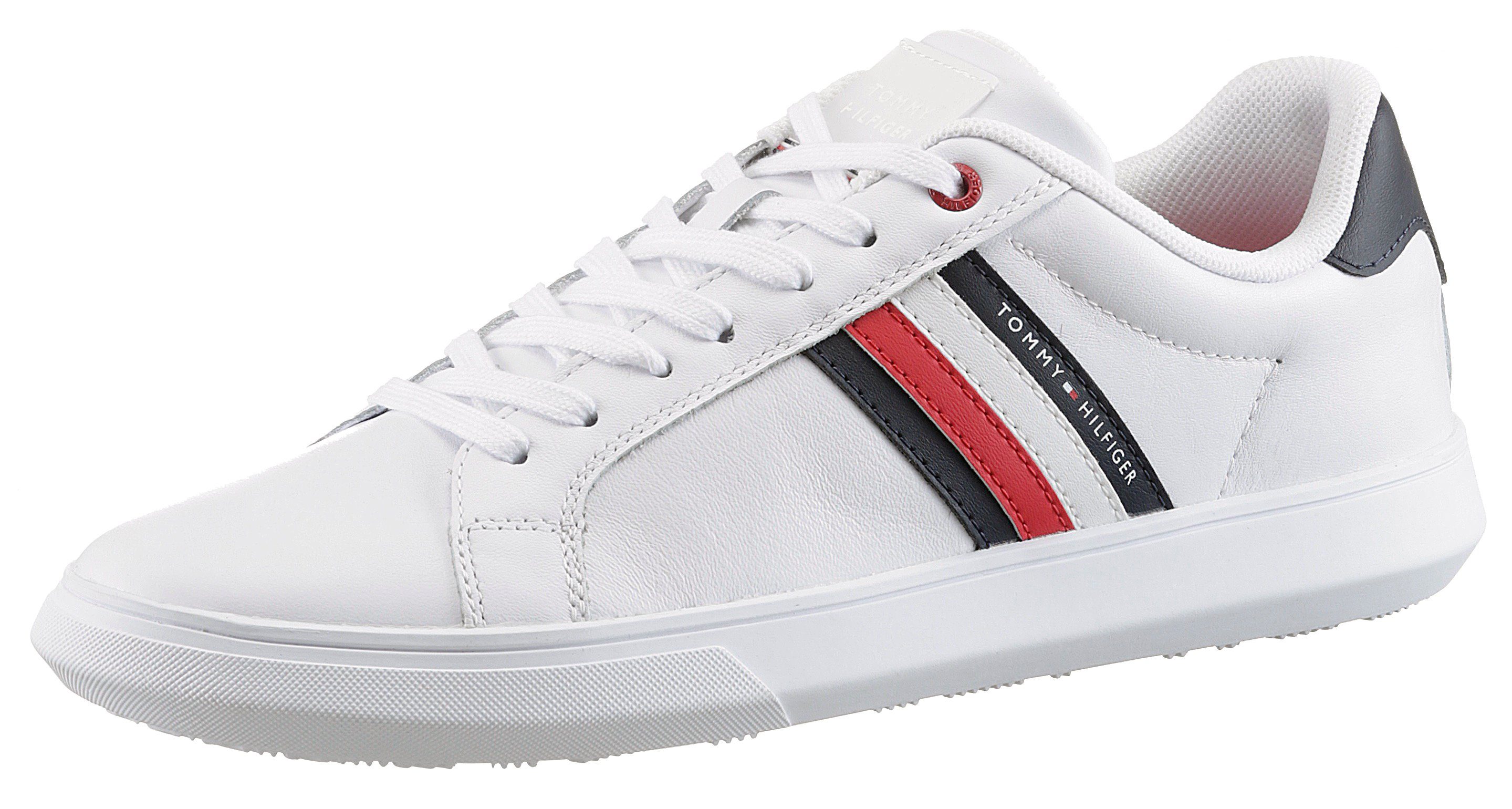 Tommy Hilfiger ESSENTIAL LEATHER CUPSOLE Sneaker mit typischen Streifen, Freizeitschuh, Halbschuh, Schnürschuh