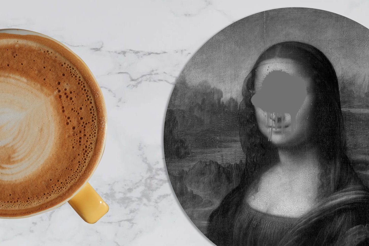 MuchoWow Glasuntersetzer Mona Lisa da 6-tlg., Weiß, Korkuntersetzer, - Becher Gläser, Tassenuntersetzer, - Getränkeuntersetzer, Leonardo Vinci für Tasse, Zubehör - Schwarz