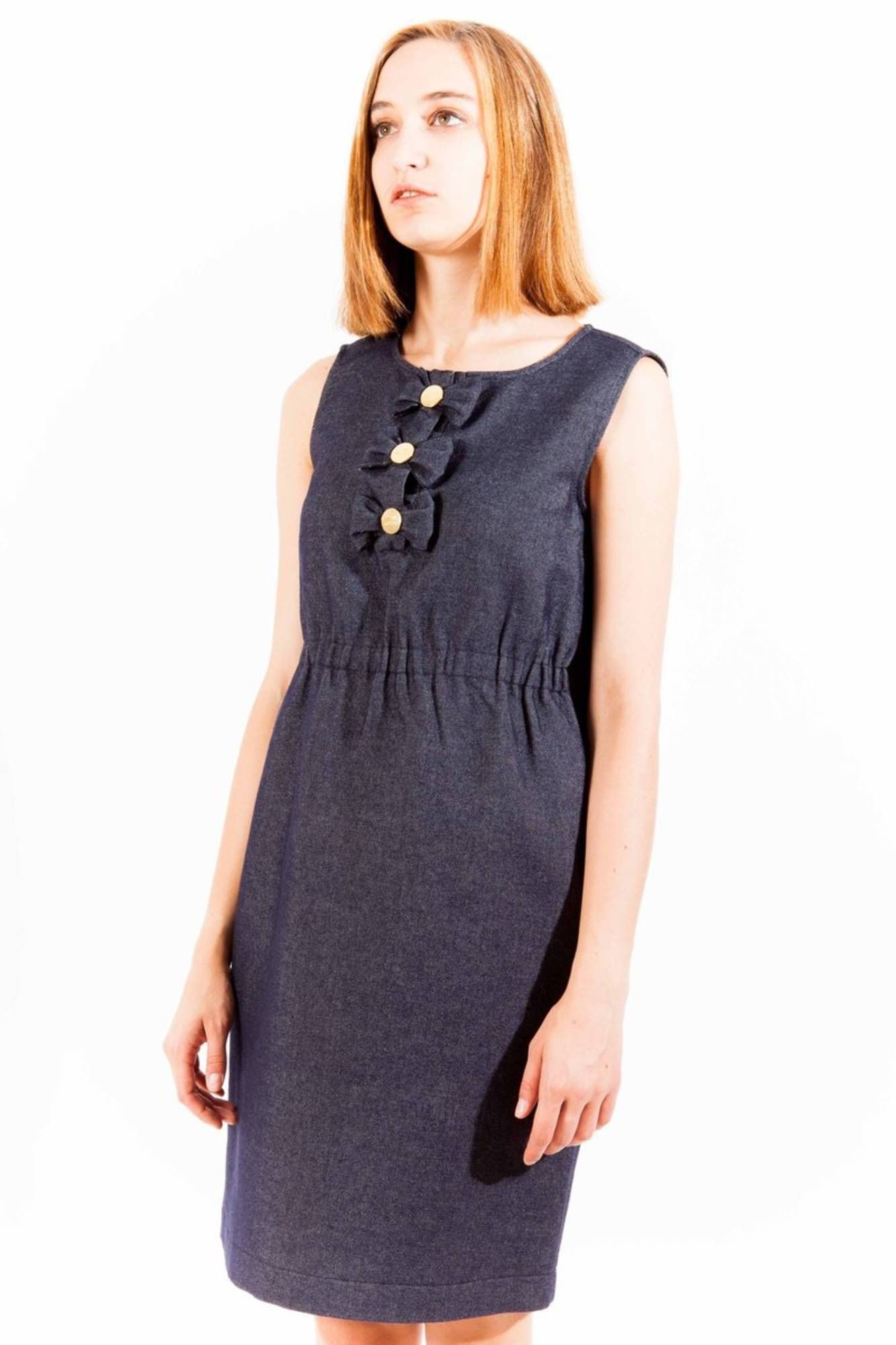 LOVE MOSCHINO Partykleid Kurzes Damenkleid Blau - Ärmellos mit Druckknöpfen & Taschen