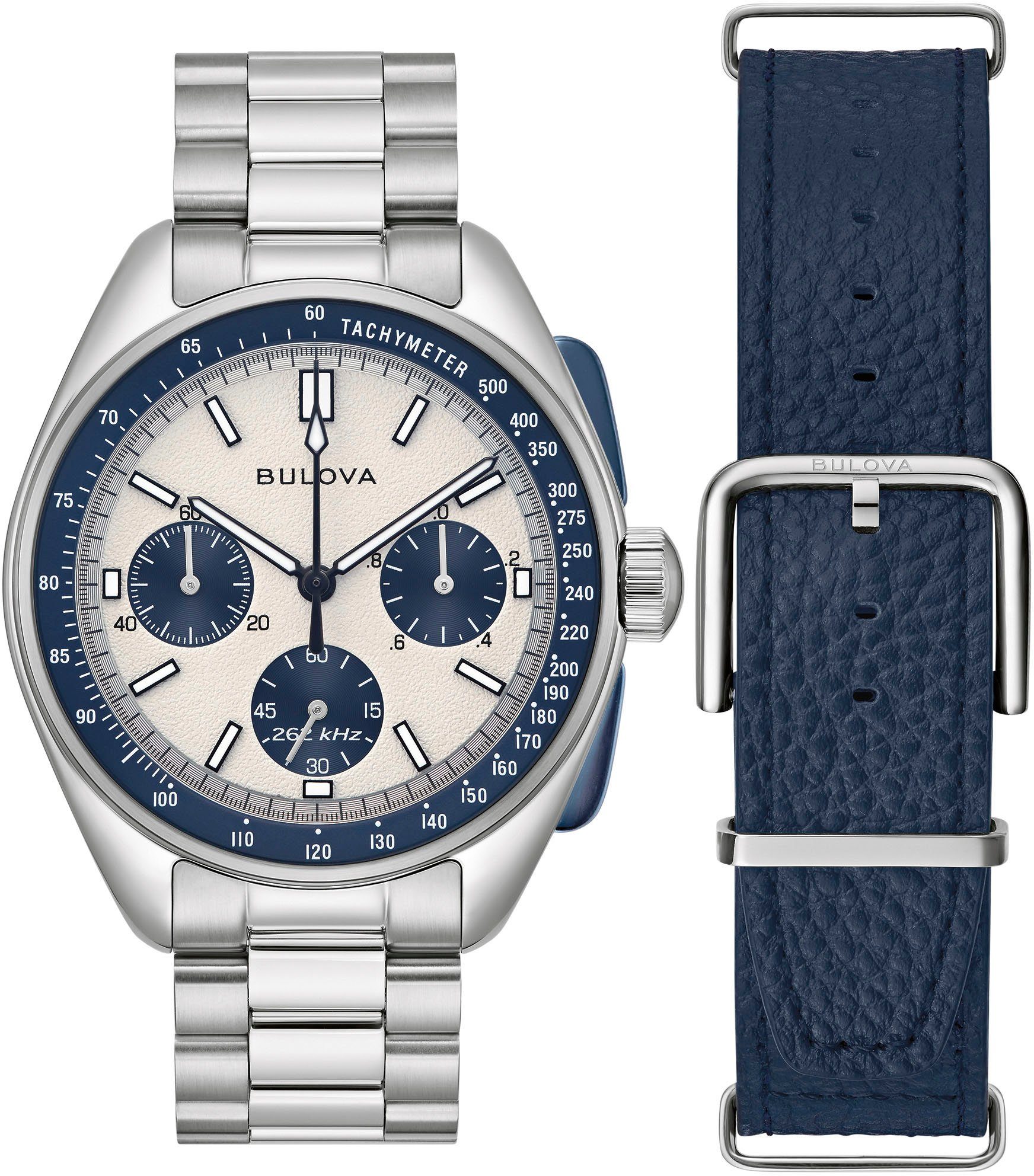 Bulova Chronograph 98K112, (Set, 2-tlg., mit Wechselband), Armbanduhr, Quarzuhr, Herrenuhr