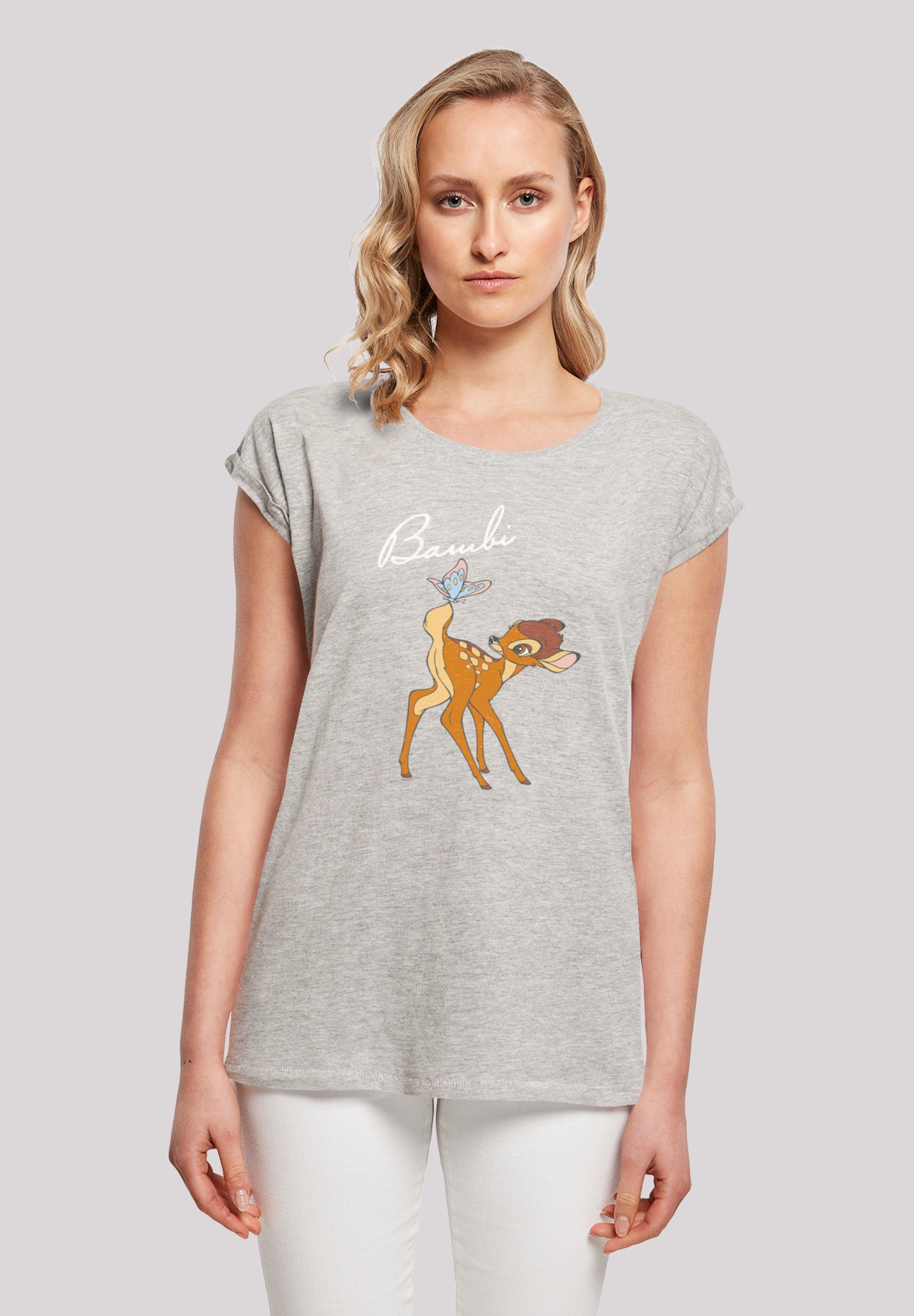 grey Bambi F4NT4STIC Disney T-Shirt heather Tail Print Schmetterling