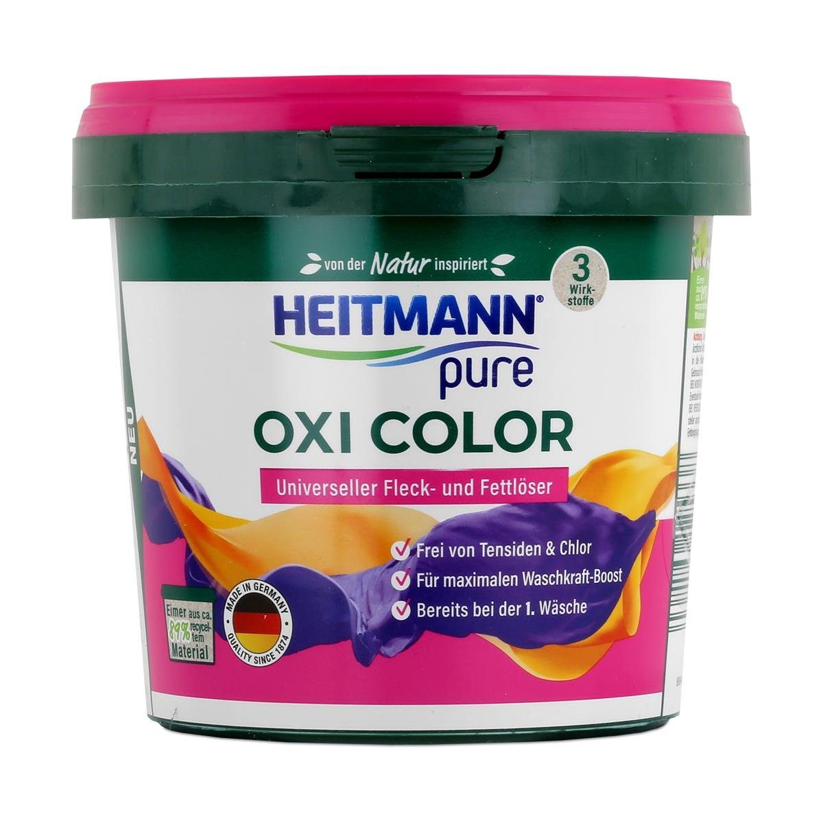 Heitmann pure Oxi Color 500g - Universeller Fleck- und Fettlöser (1er Colorwaschmittel