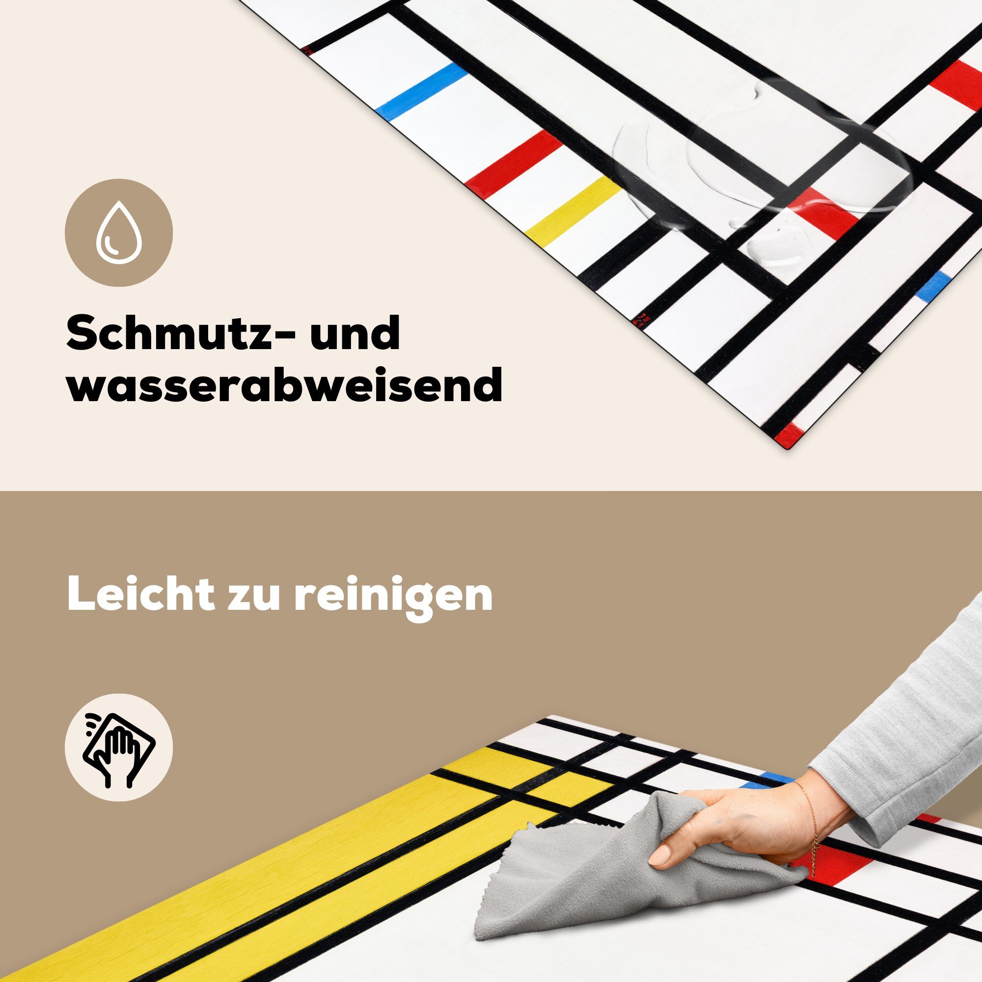 tlg), Concorde Arbeitsplatte Vinyl, Ceranfeldabdeckung, Herdblende-/Abdeckplatte cm, La Place - De Piet 78x78 für (1 MuchoWow Mondrian, küche