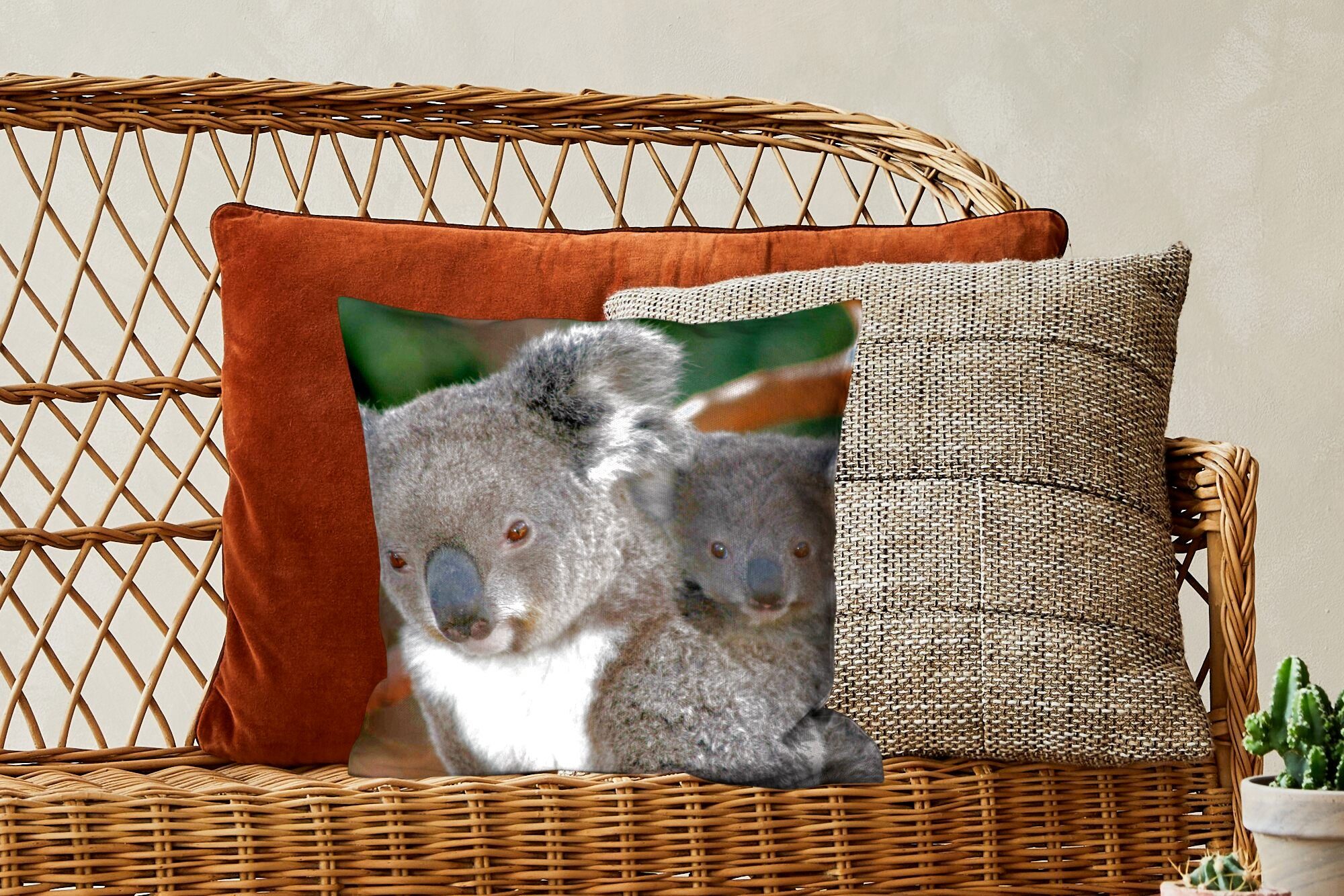 Deko, Koalas für Sofakissen Wohzimmer, - MuchoWow - Jungen Schlafzimmer, Sohn mit - Dekokissen Vater - Mädchen, Füllung Zierkissen