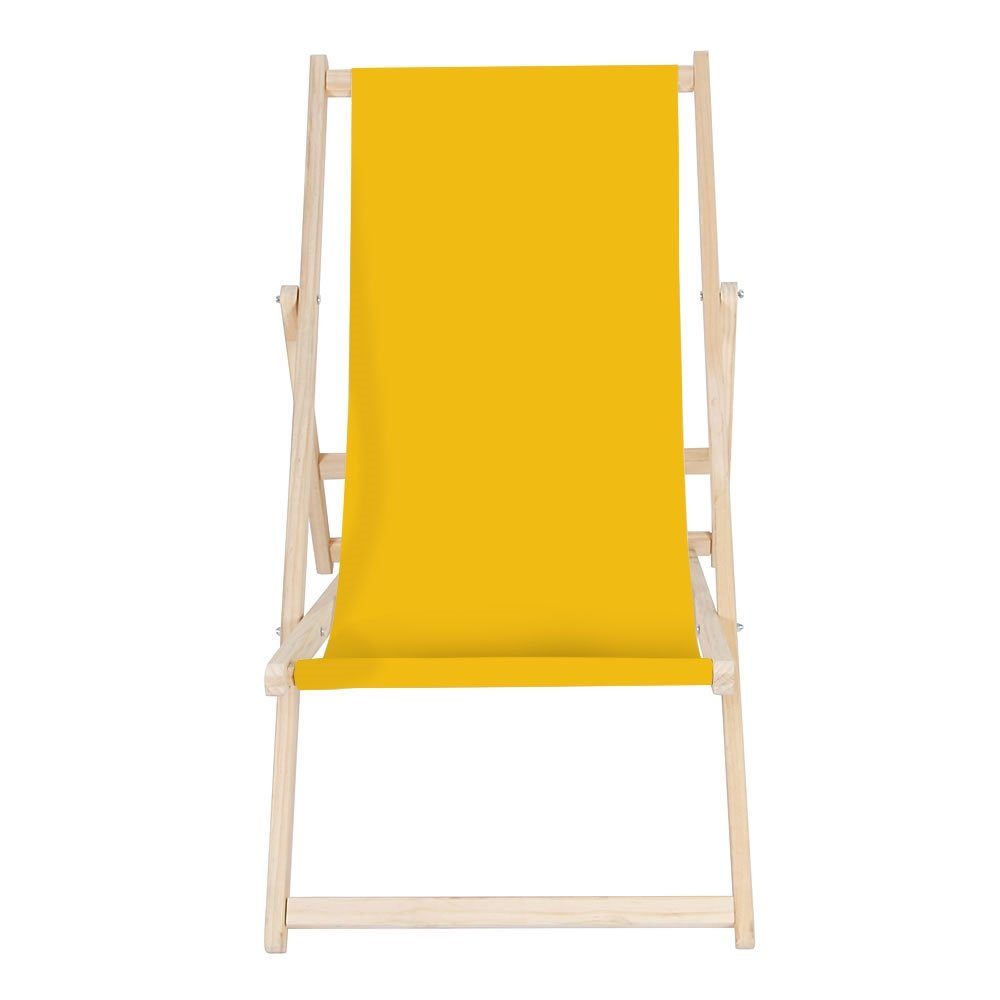 Melko Gartenliege Klappbarer Liegestuhl aus Holz mit Stoffbezug, Rückenlehne verstellbar, Liegestuhl, 1 St., Set bestehend aus 1 klappbaren Liegestuhl mit Stoffbezug, Klappbarer Strandstuhl aus Holz dreistufig verstellbarer Rückenlehne