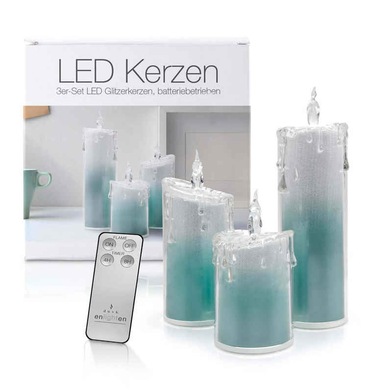 LED Universum LED-Kerze 3x "Liza" Acryl, grün, Kerze, batteriebetrieben, IP20 (ja)