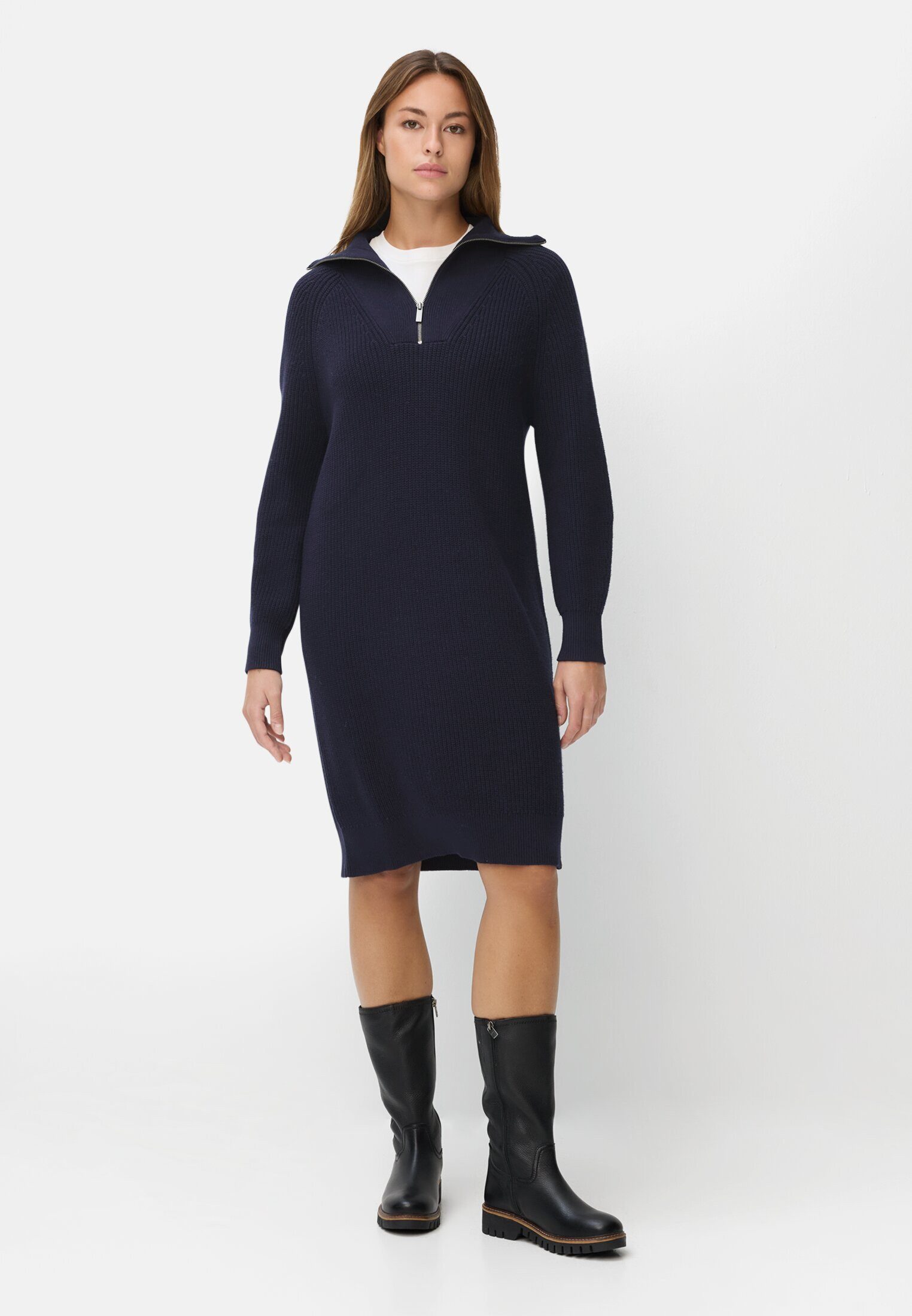 camel active Strickkleid mit Reißverschluss Langarm