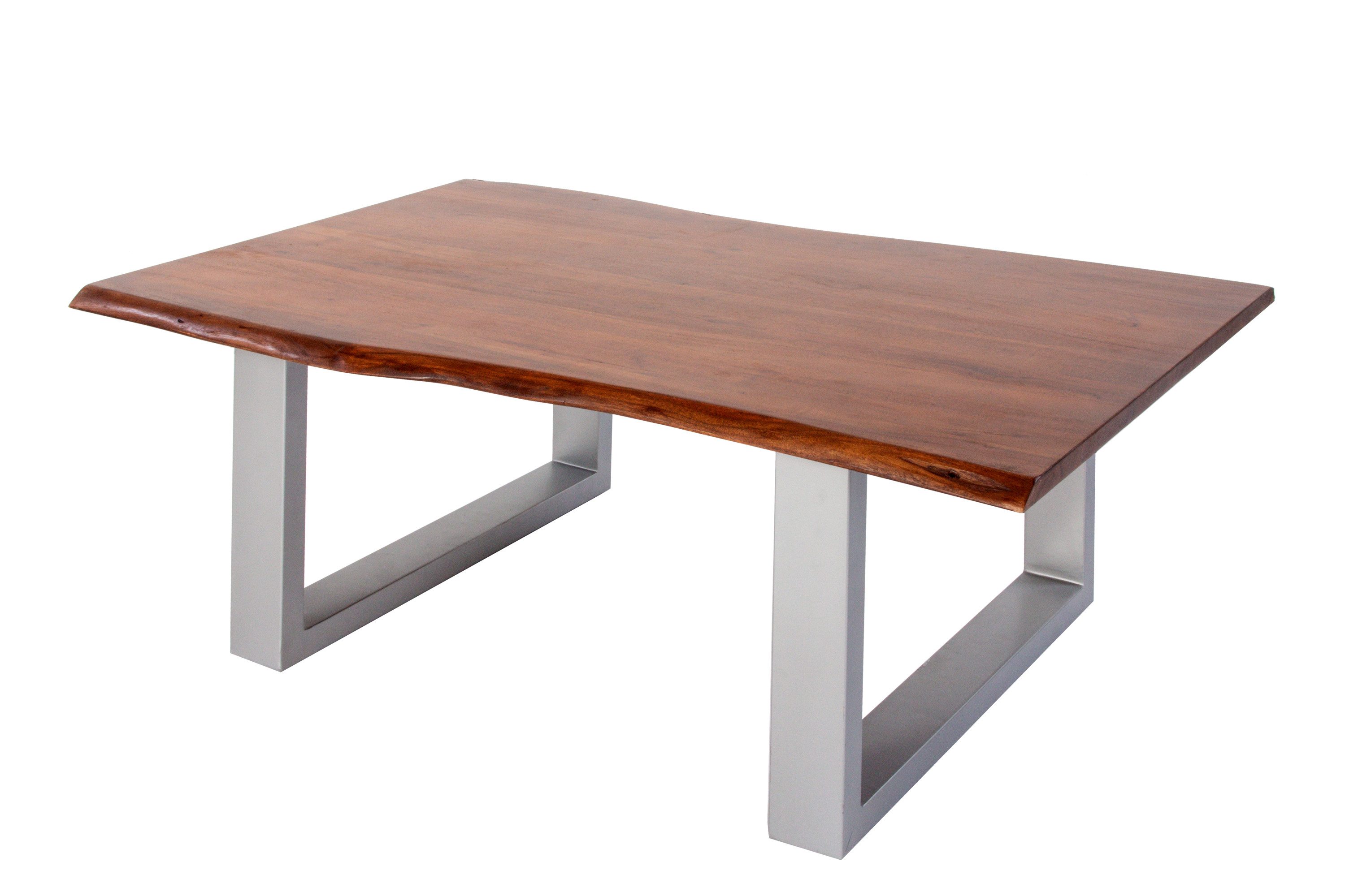 SAM® Couchtisch Galanta, Akazienholz, natur- oder nussbaumfarben, Baumkante, Metallgestell