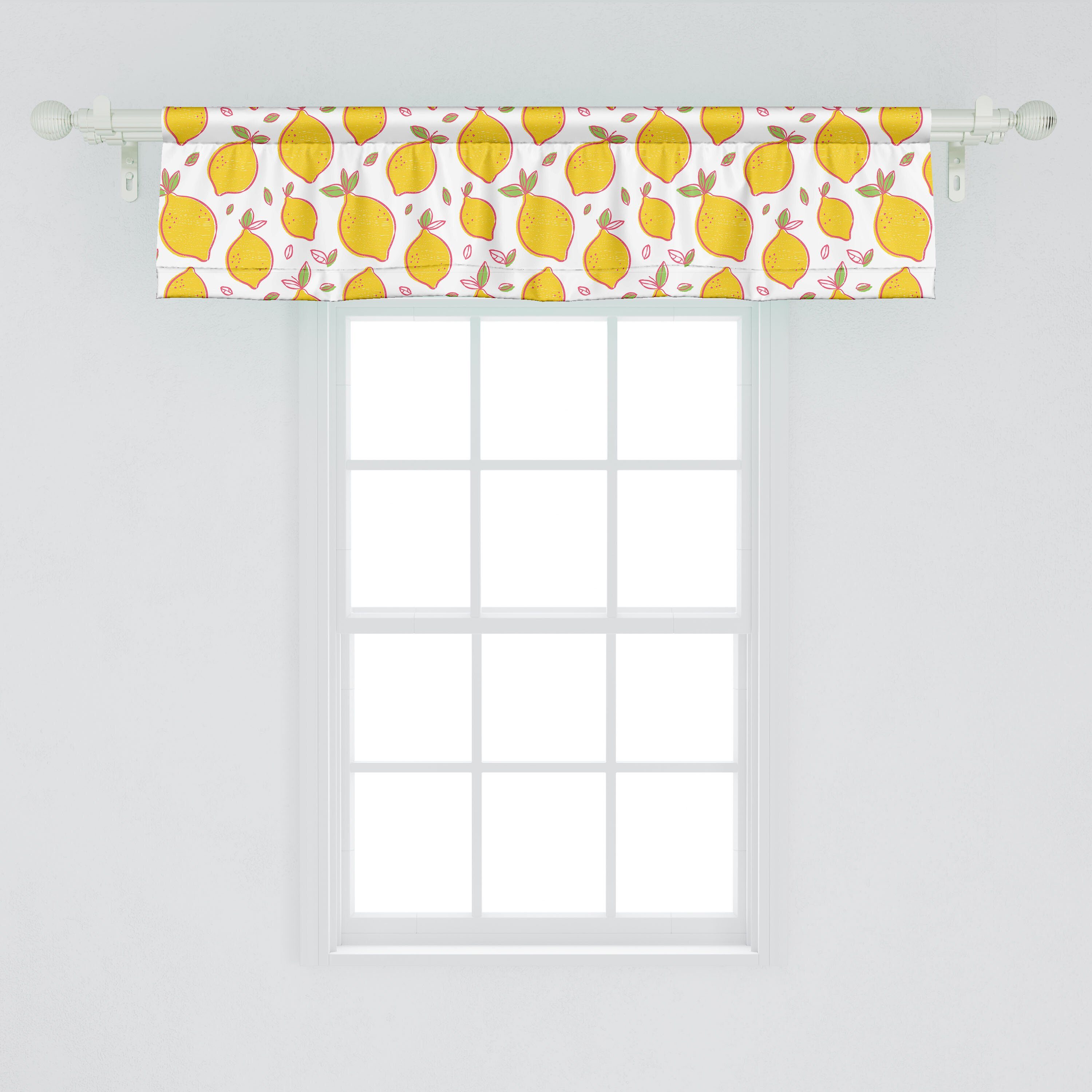 Scheibengardine Vorhang Volant für Küche Abakuhaus, Dekor Vibrant Citrus Microfaser, Energetische mit Stangentasche, Schlafzimmer Zitronen