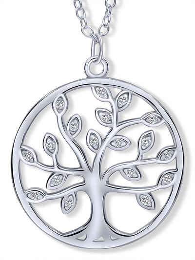 VIASOUL Kette mit Anhänger Lebensbaum I Baum des Lebens Halskette I Tree of Life mit Zertifikat, stahlender Glanz