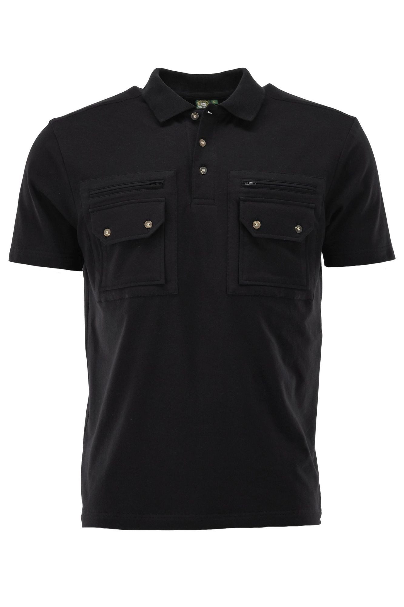 OS Trachten Poloshirt Fuzao Kurzarm Jagdshirt mit Patten- und Reißverschlusstachen