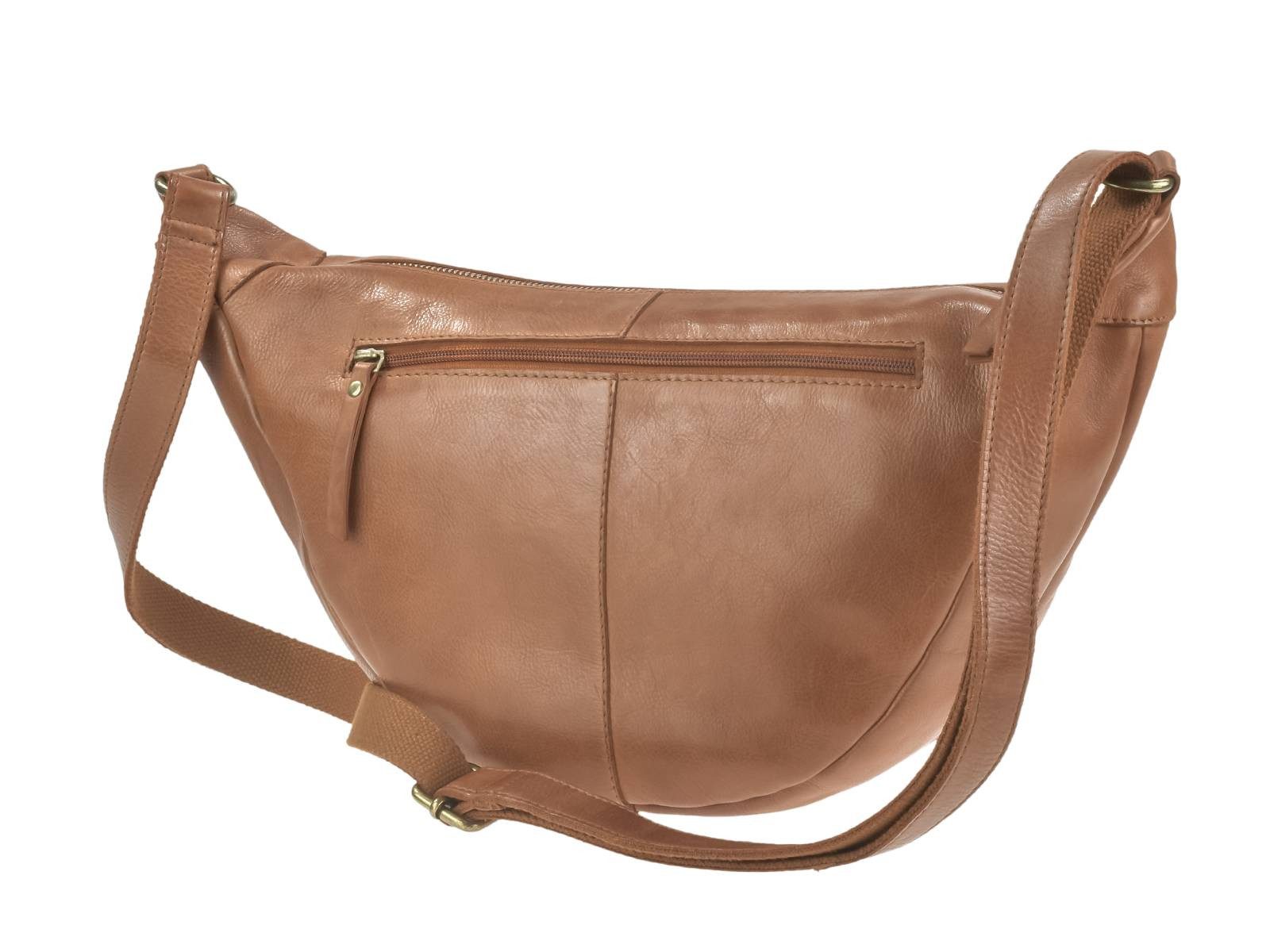 Greenburry Umhängetasche "Colombiana" Leder Crossbody Half Moon Bag Tasche Damen, Hauptfach 34x19cm, Gurt 115-185 cm