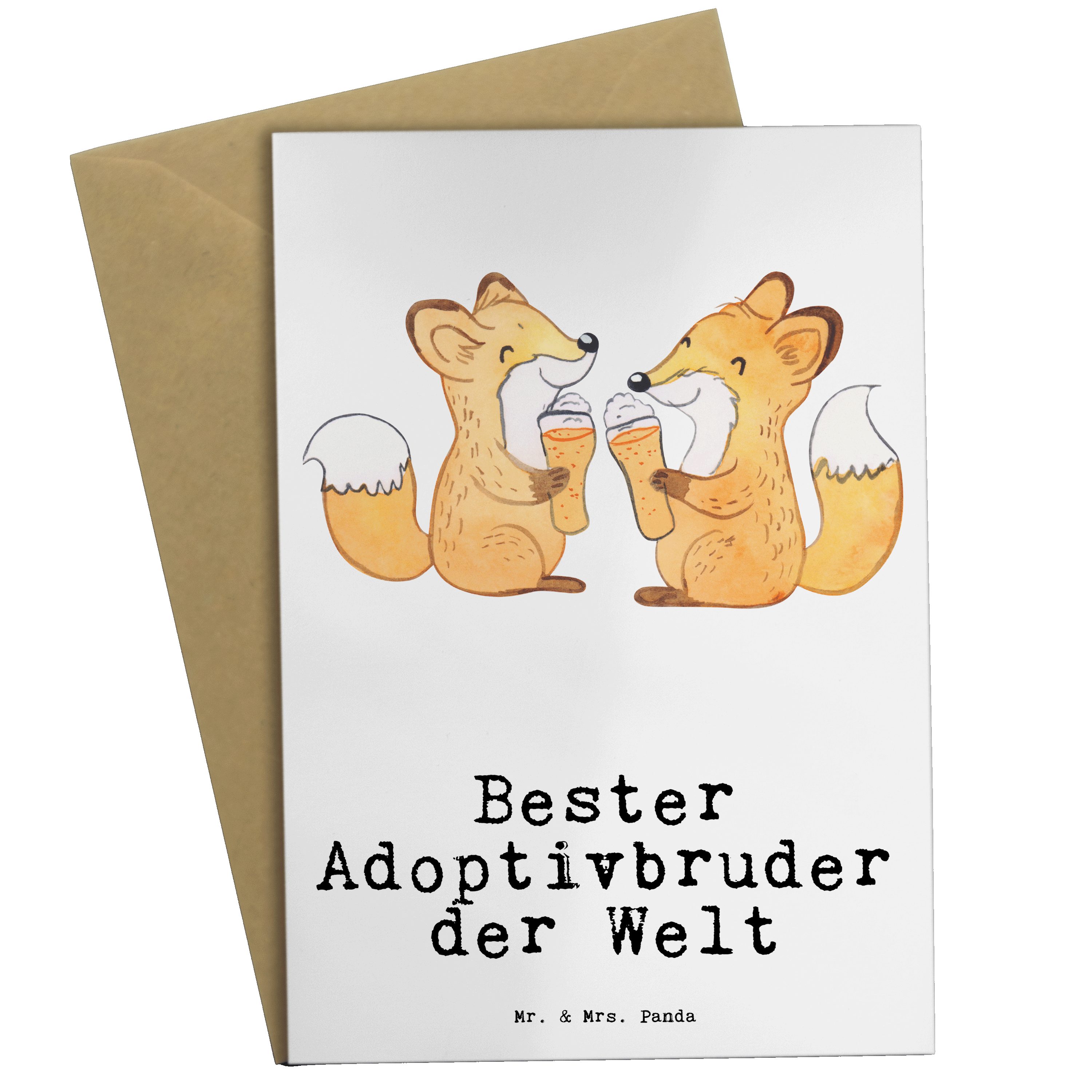 Mr. & Mrs. Panda Grußkarte Fuchs Bester Adoptivbruder der Welt - Weiß - Geschenk, Hochzeitskarte