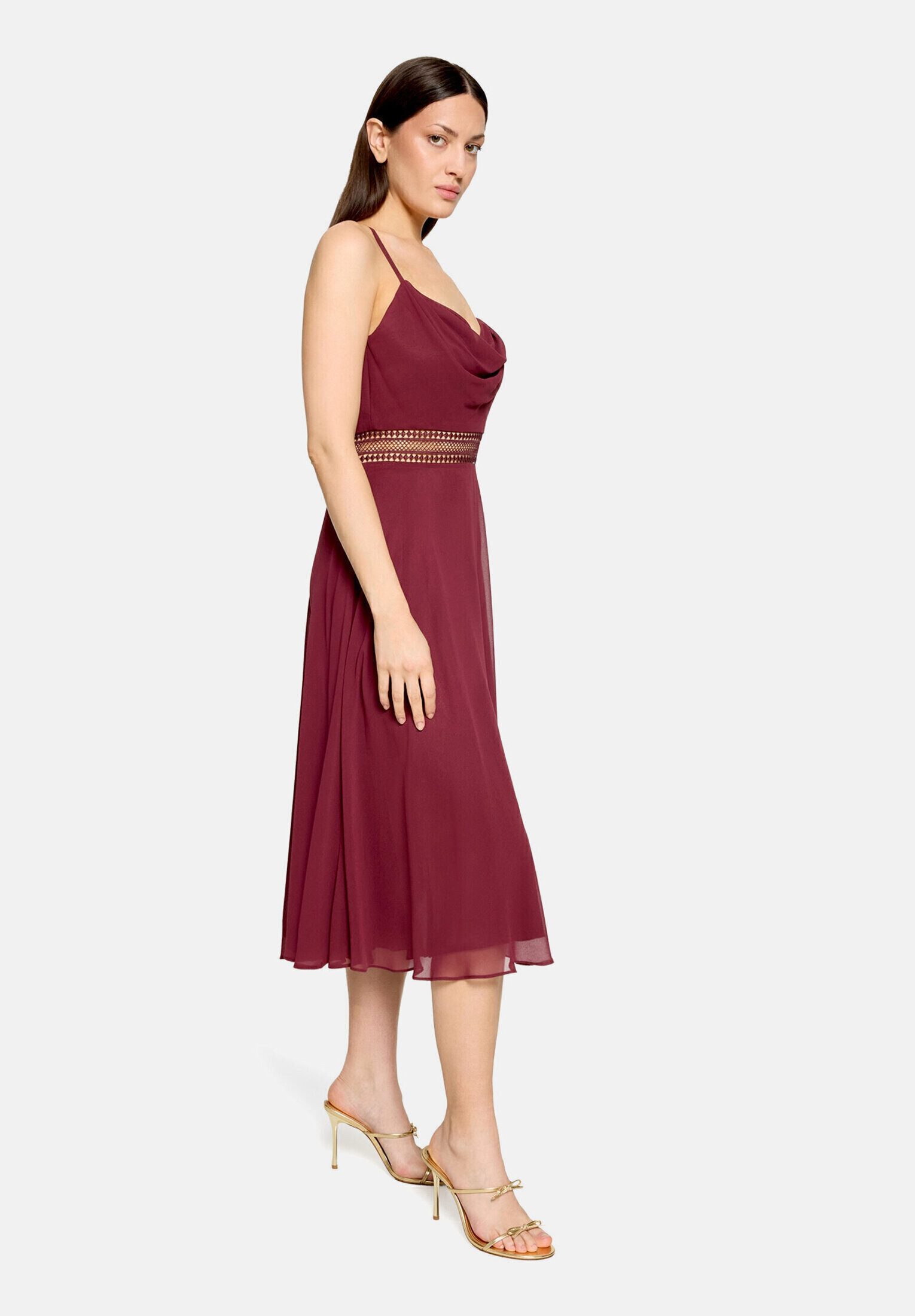 Vera Mont Cocktailkleid Damen mit Wasserfallausschnitt Stickerei