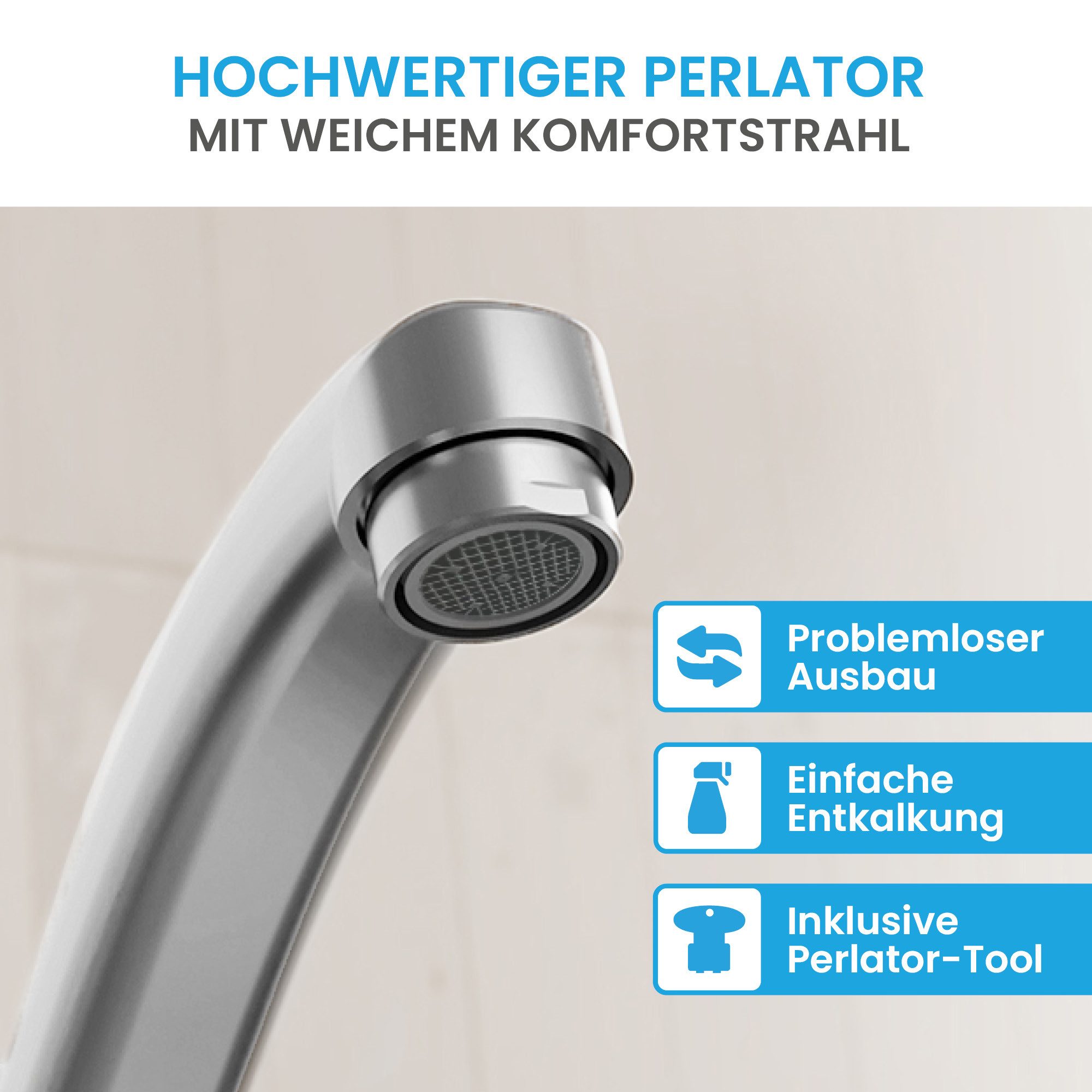 Bächlein Küchenarmatur Arado 360° schwenkbar - Spültischarmatur Keramikkartusche, Mischbatterie- Einhebelmischer