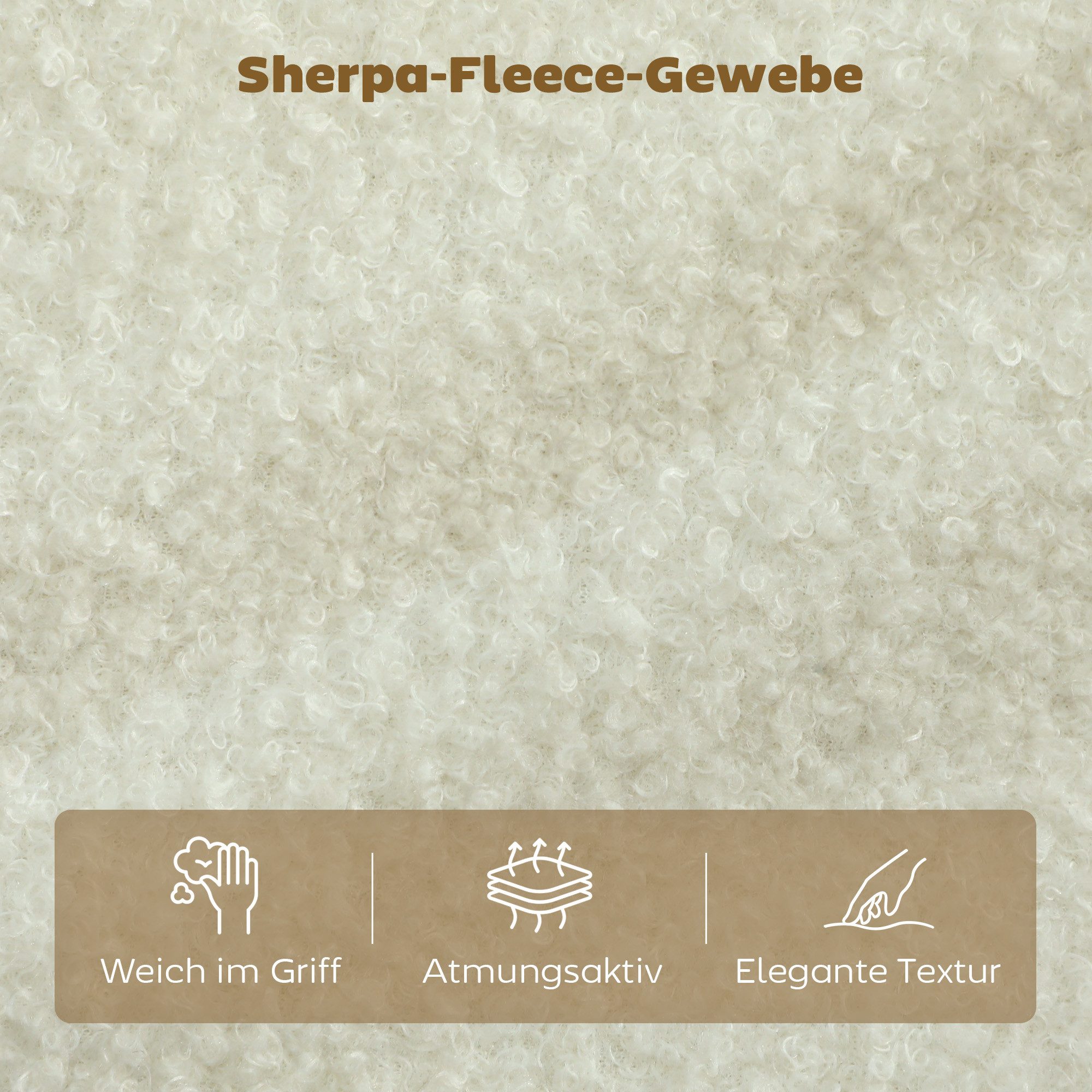 HOMCOM 2-Sitzer kleine Couch mit Wurfkissen, Sherpa-Fleece-Optik, Couch 1 Teile, für Wohnzimmer, Schlafzimmer, Cremeweiß – Bild 5 von 5