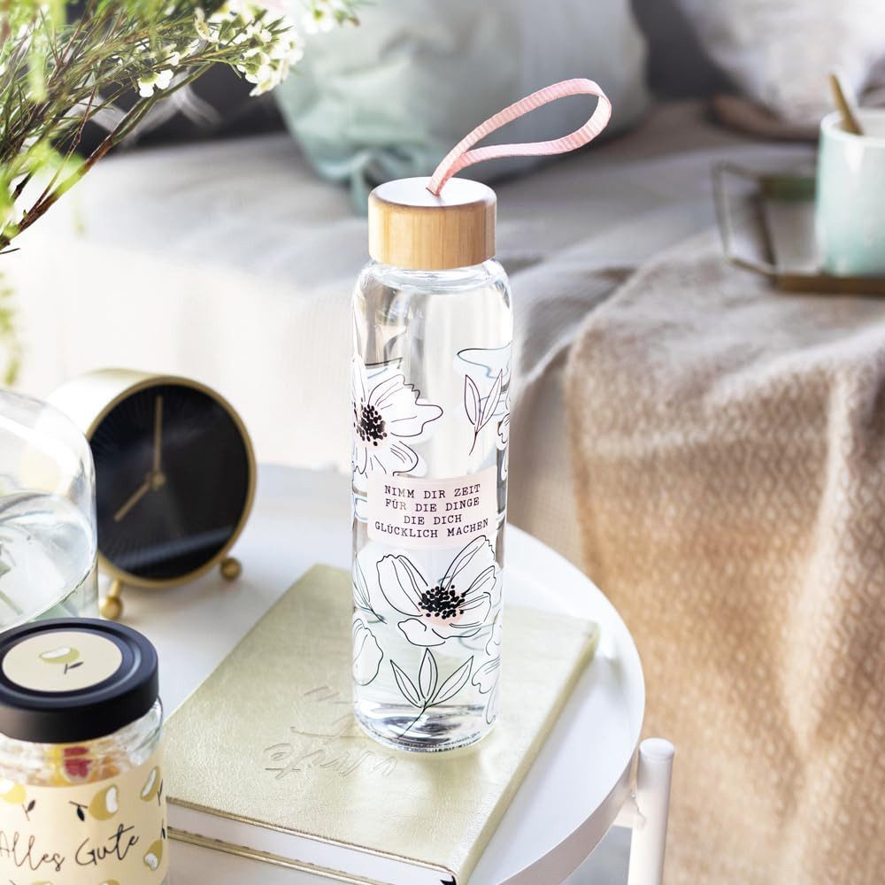 Grafik Werkstatt Trinkflasche Grafik-Werkstatt Trinkflasche aus Glas mit lustigem Spruch, Borosilikatglas