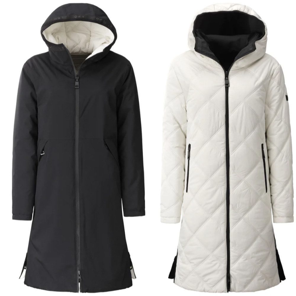 Linea Primero Hardshelljacke Linea Primero - Damen NAKITA warmer Wende-Mantel 15.000 mm, weiß grau