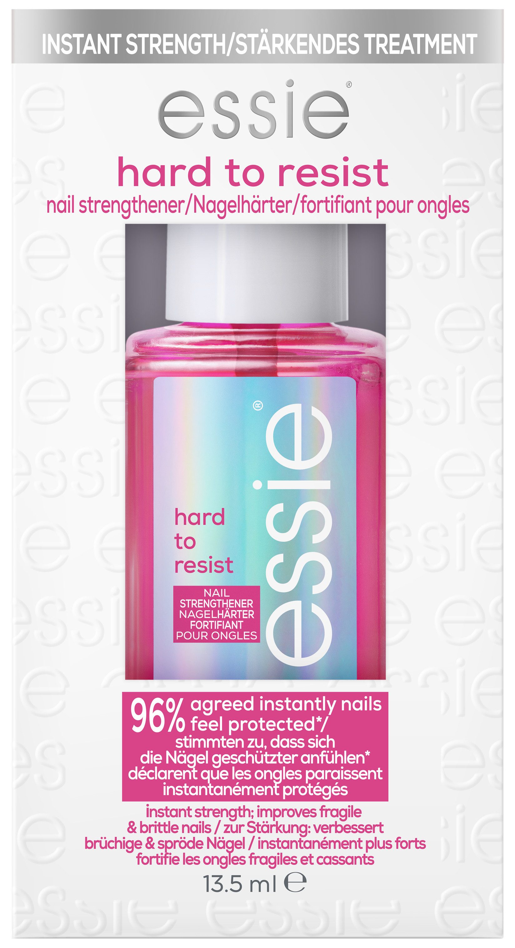 essie Nagelhärter hard to resist, verleiht einen natürlichen Glanz, vegane Formel ohne Formaldehyde