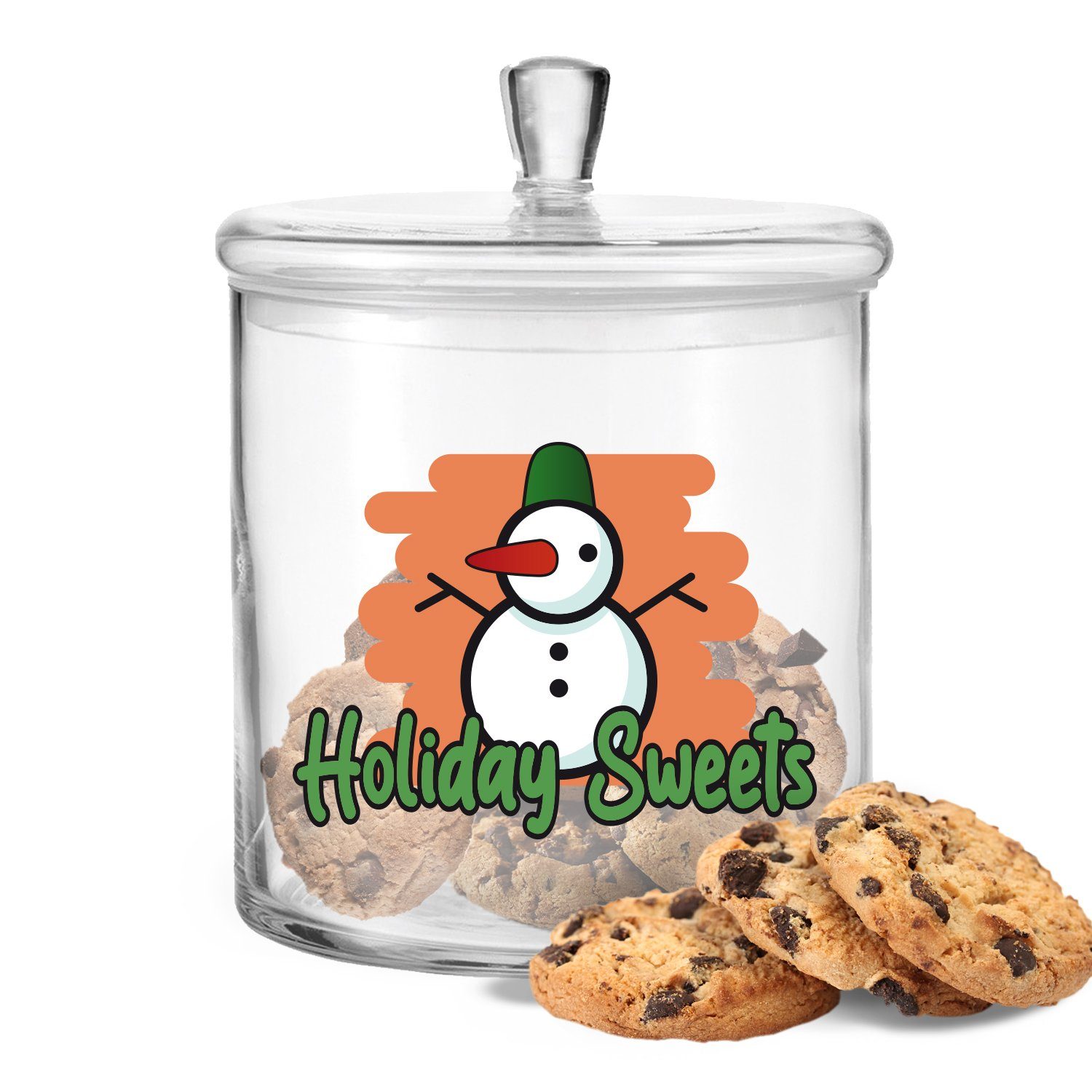 GRAVURZEILE Keksdose mit UV-Druck - Holiday Sweets - Keksdose mit luftdichtem Deckel, Glas, Handgefertigte Glasdose für Partner, Freunde & Familie zu Weihnachten