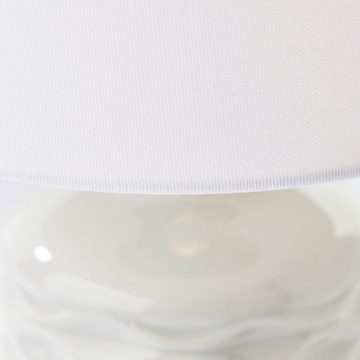 Lightbox Tischleuchte, ohne Leuchtmittel, Keramik Tischlampe mit Stoffschirm, 42 cm Höhe, E14, grau/weiß