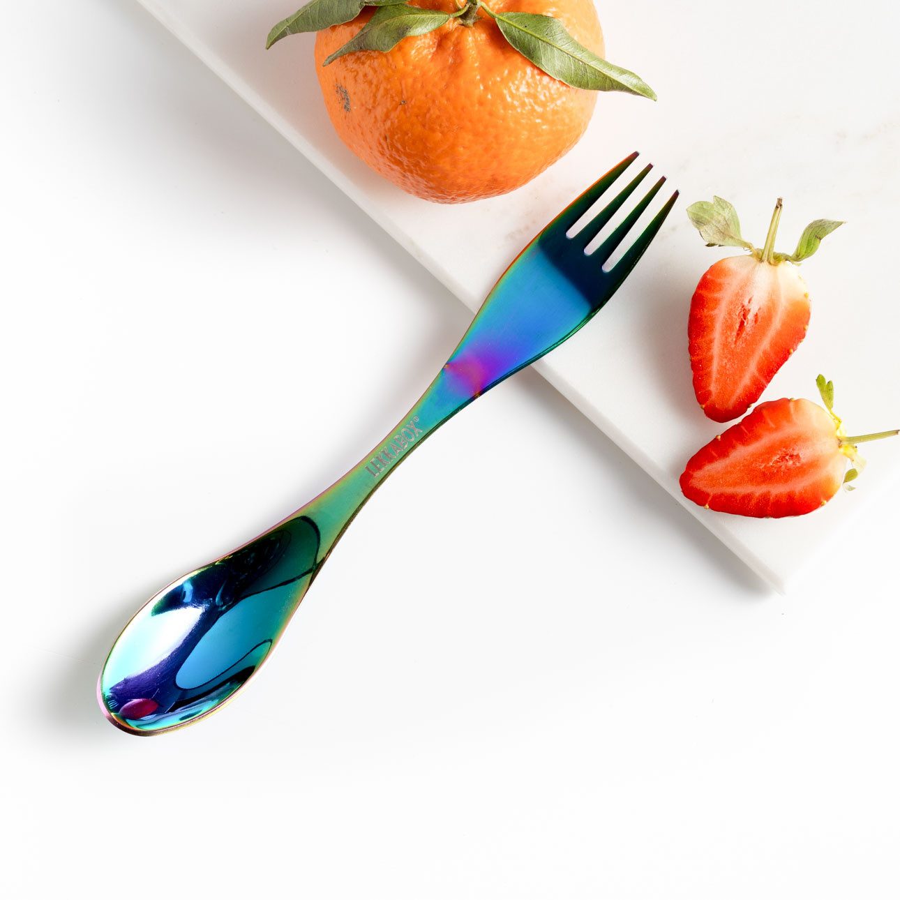 LEKKABOX Campinglöffel Edelstahl Spork 19cm – Löffel Gabel To Go für Brotdose, Löffel & Gabel in einem – die perfekte Größe für Thermobehälter