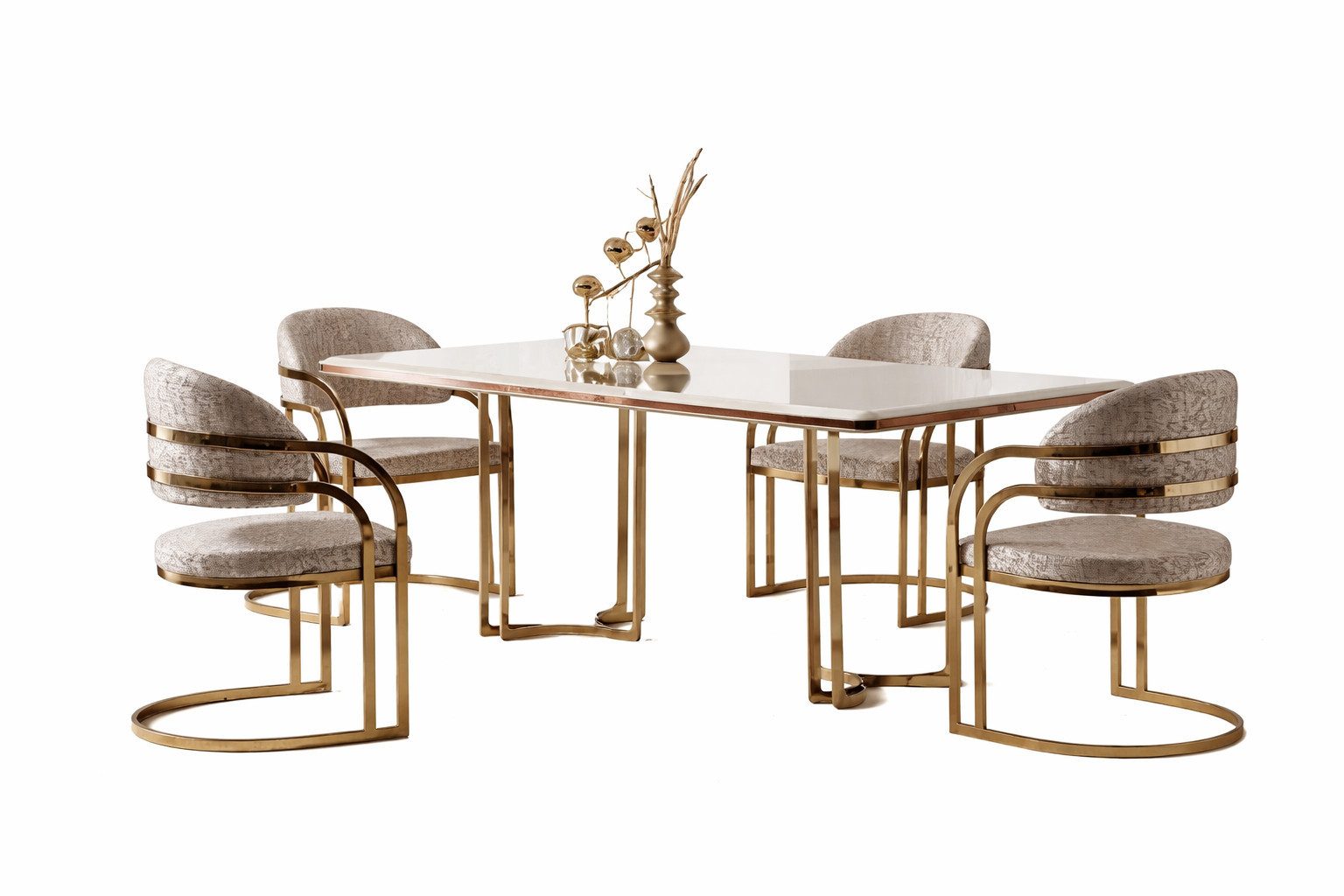 Essgruppe Esszimmer Set: Stilvoller Esstisch mit 4 Stühlen, Modern Design
